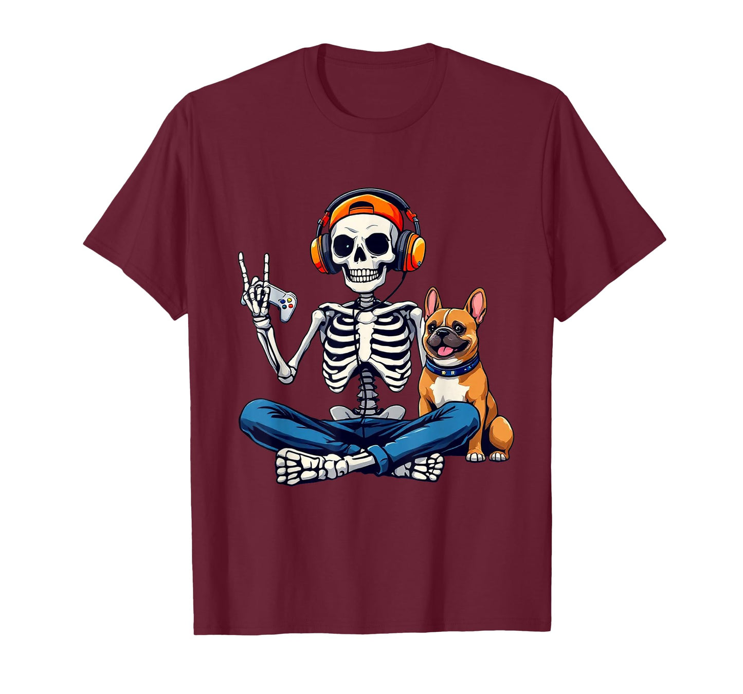 Halloween Skeleton Gamer Video Gaming Boys Men Kids Tees T-Shirt