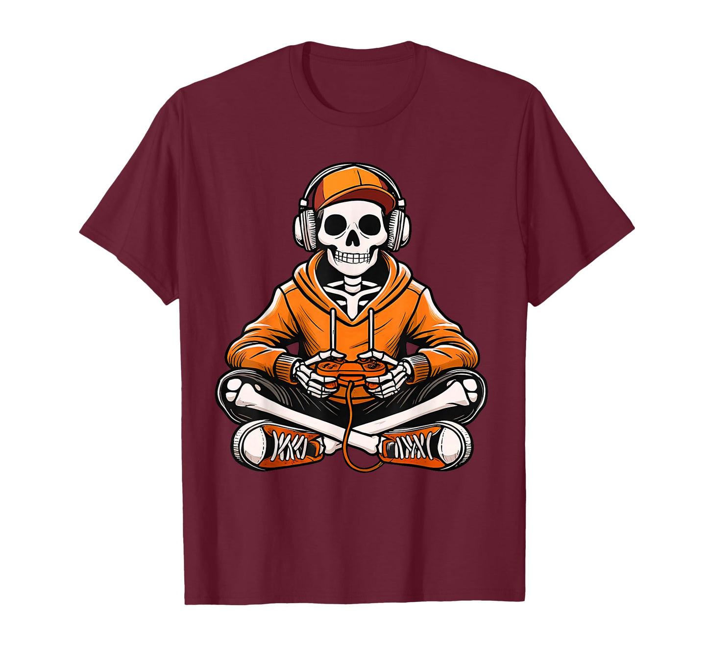 Funny Skeleton Video Game Halloween Gaming Gamer Boys Men T-Shirt