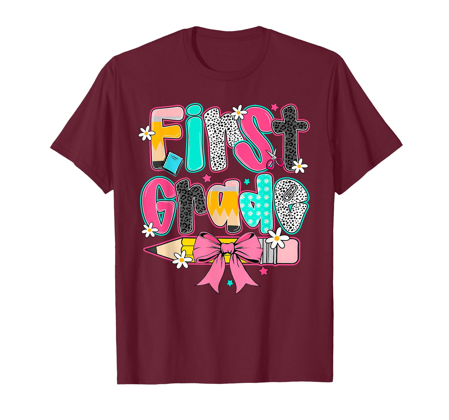 First Grade Coquette Bow Pencil First Day Back To School T-Shirt