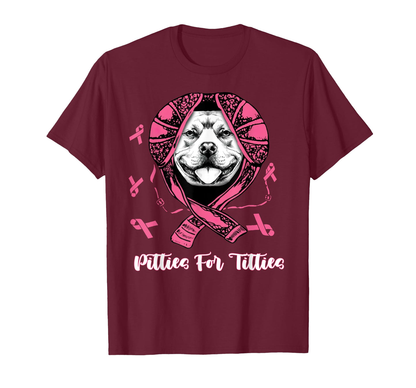 Pitties For Titties Funny Pitbull Breast Cancer Awareness T-Shirt