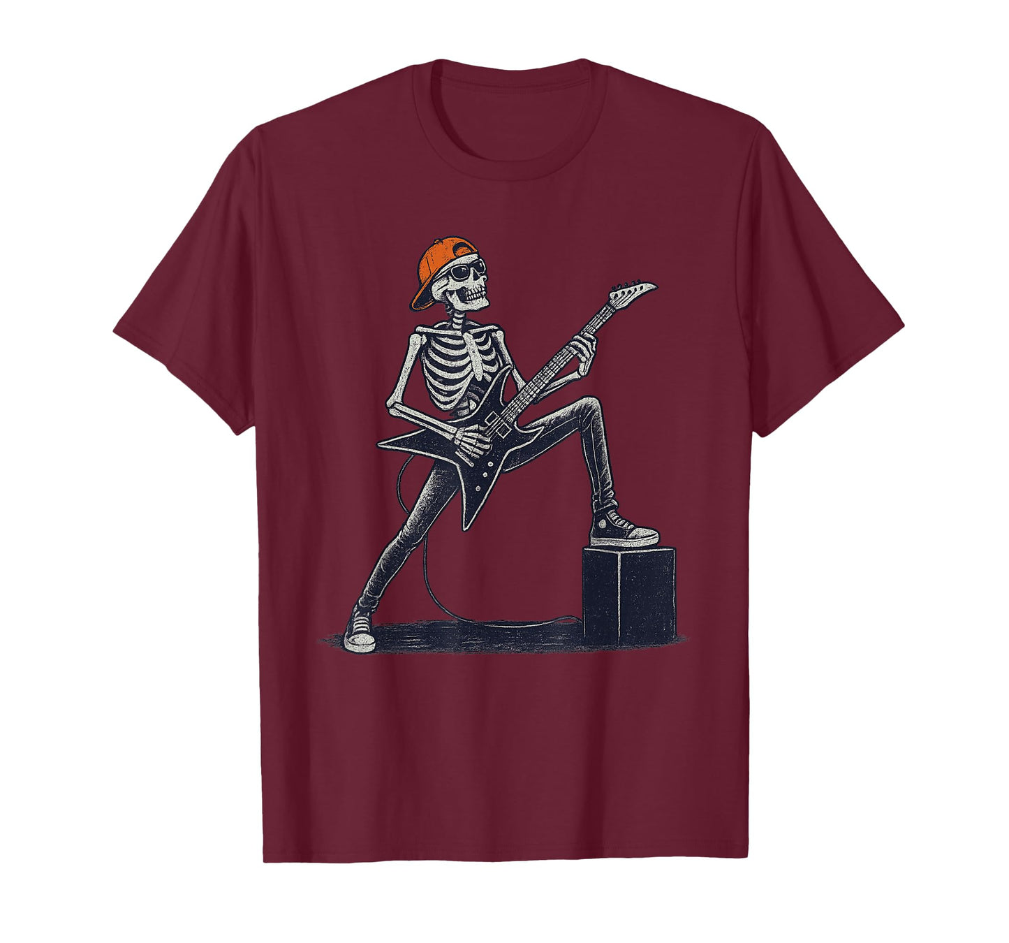 Vintage Halloween Skeleton Guitar Rock Funny Spooky Costume T-Shirt