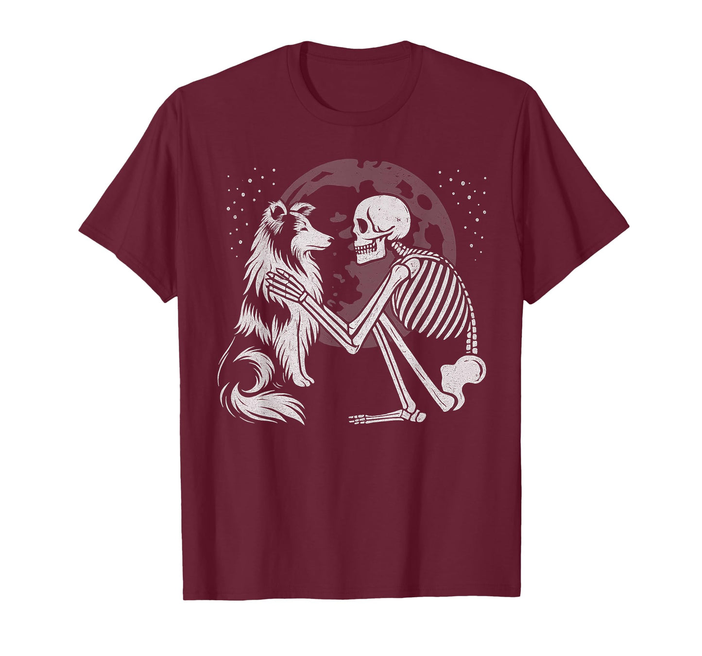 Shetland Sheepdog Skeleton Moon Halloween Dog Lover T-Shirt