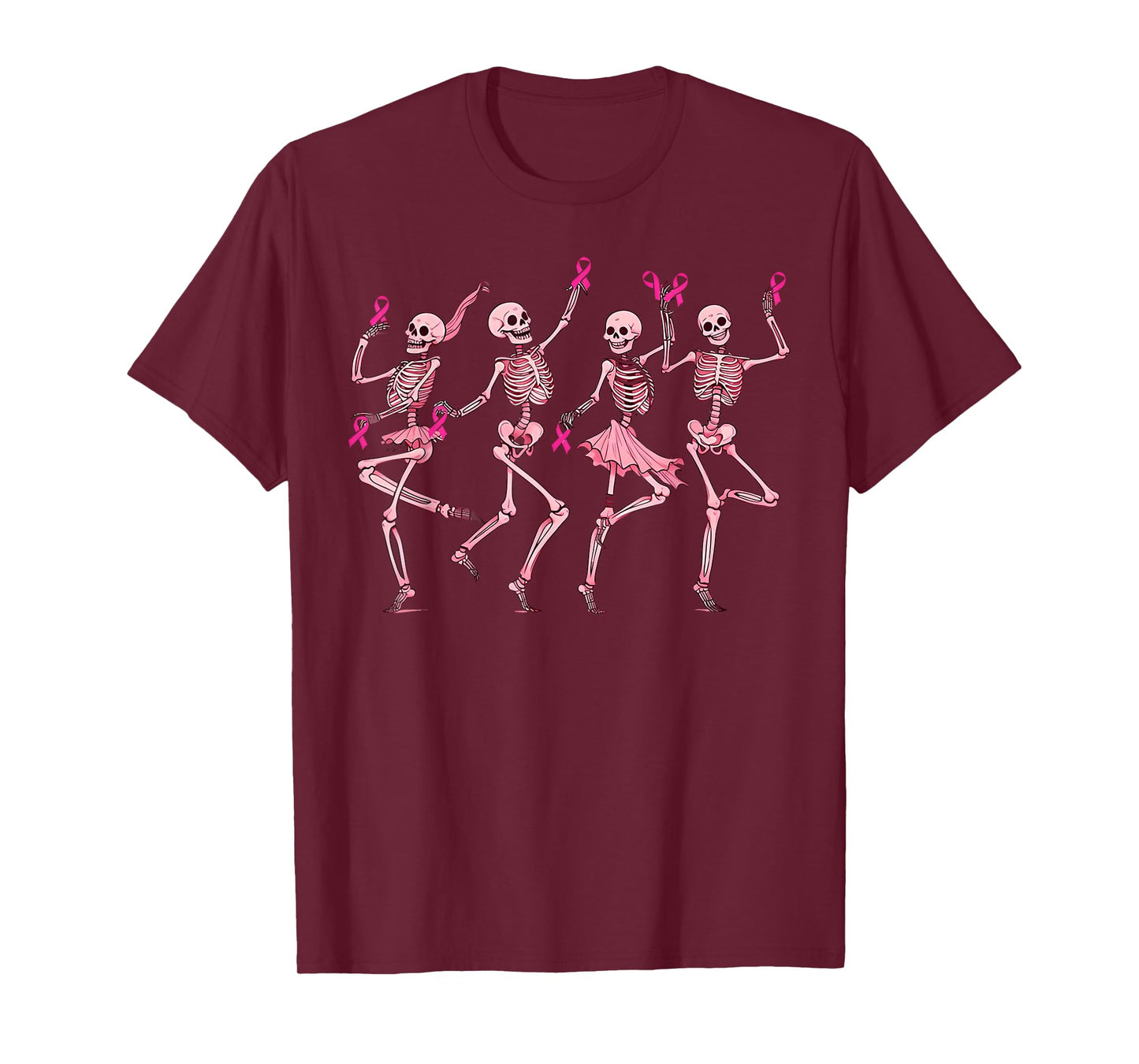 Skeletons Dancing Ribbon Breast Cancer Awareness T-Shirt