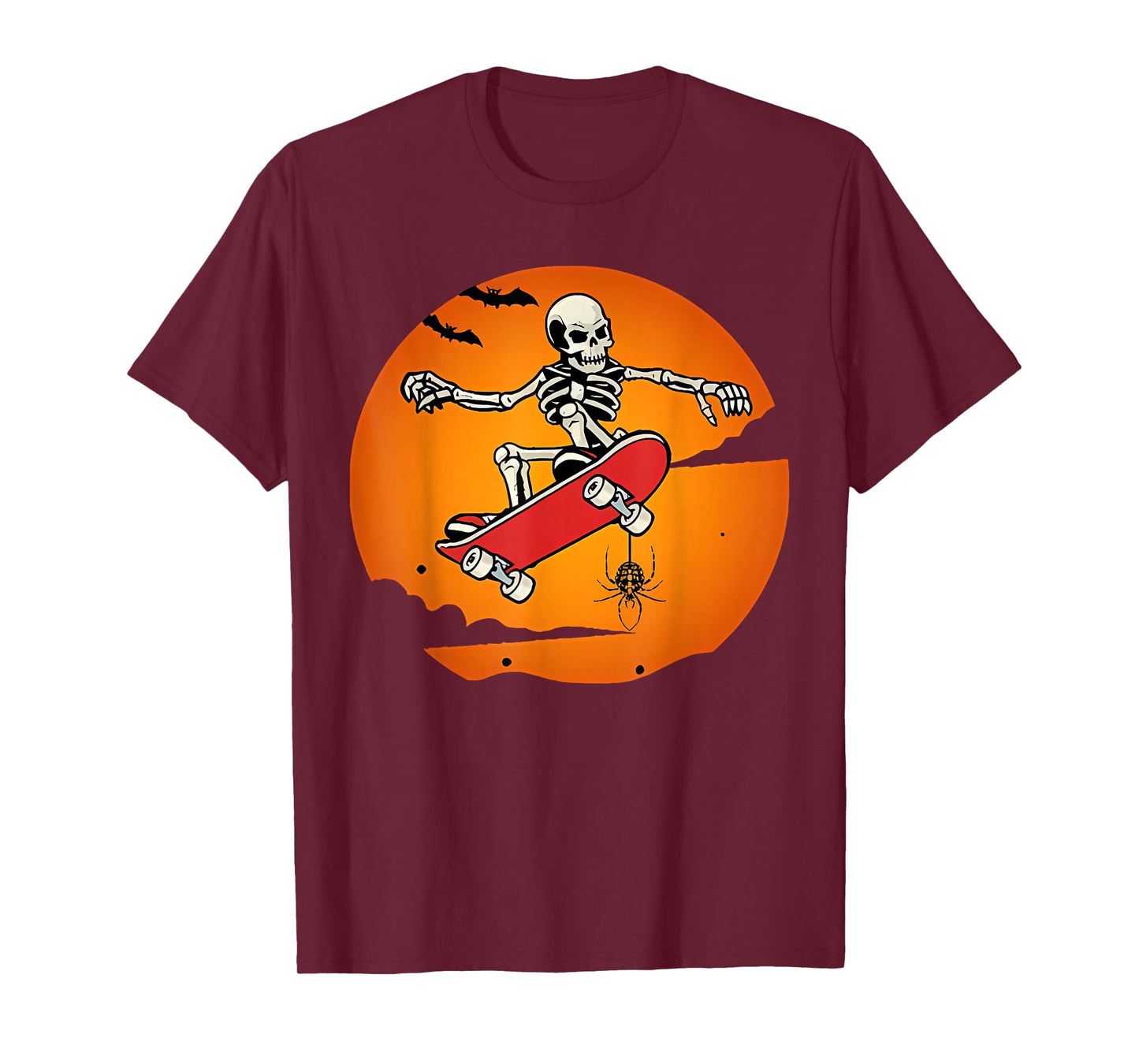 Skeleton Skateboarder Halloween Spooky Skateboarding Men Boy T-Shirt