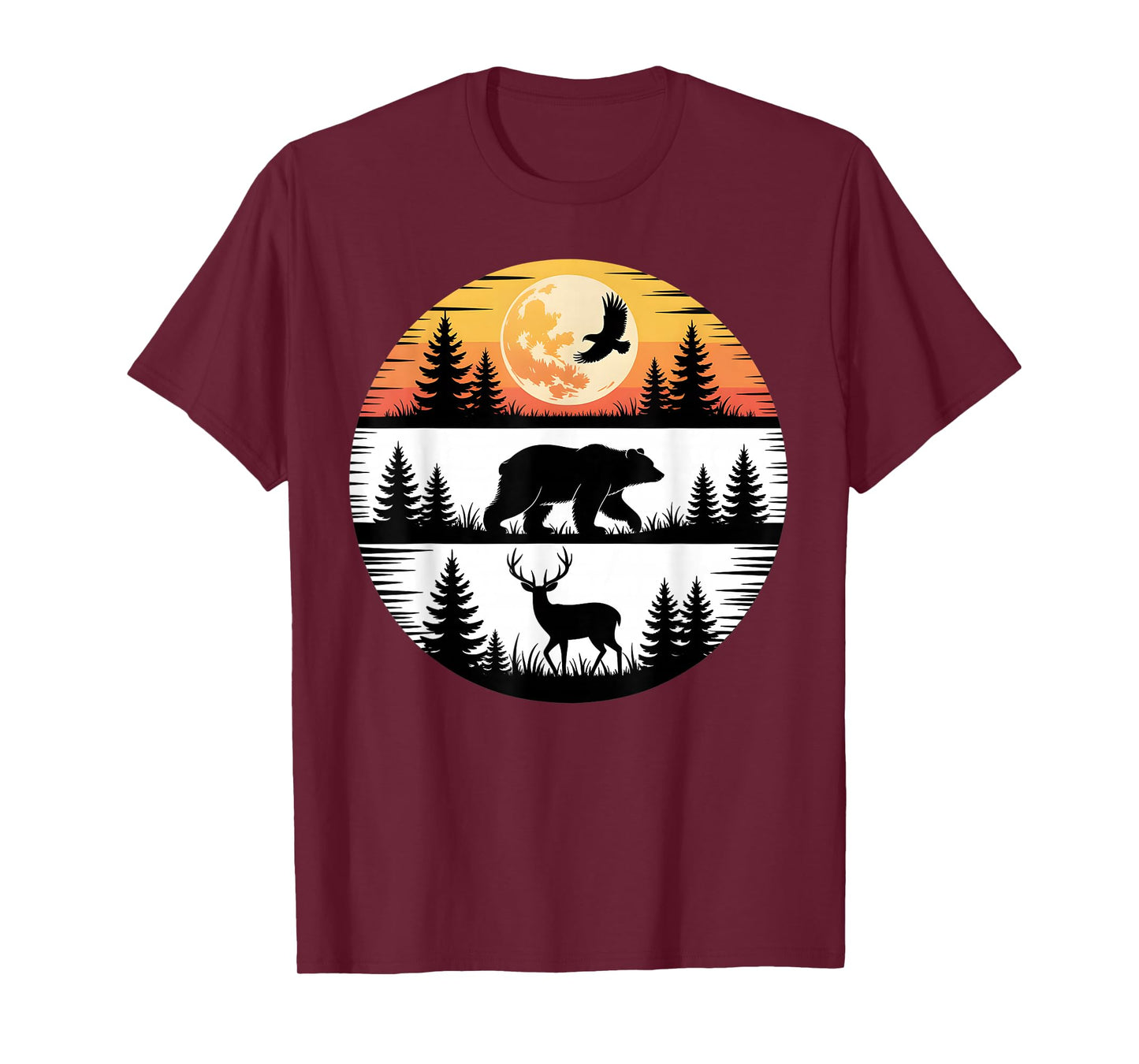 Pine Tree Silhouette Reflection Sunset Wilderness Hiking T-Shirt