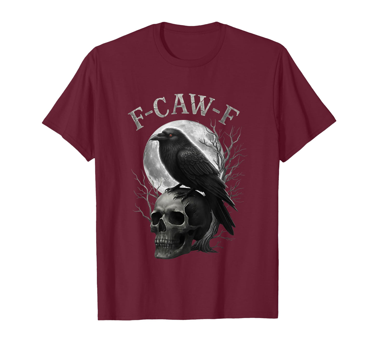 F-CAW-F Black Crow Skeleton Adult Humor Spooky Gothic Bird T-Shirt