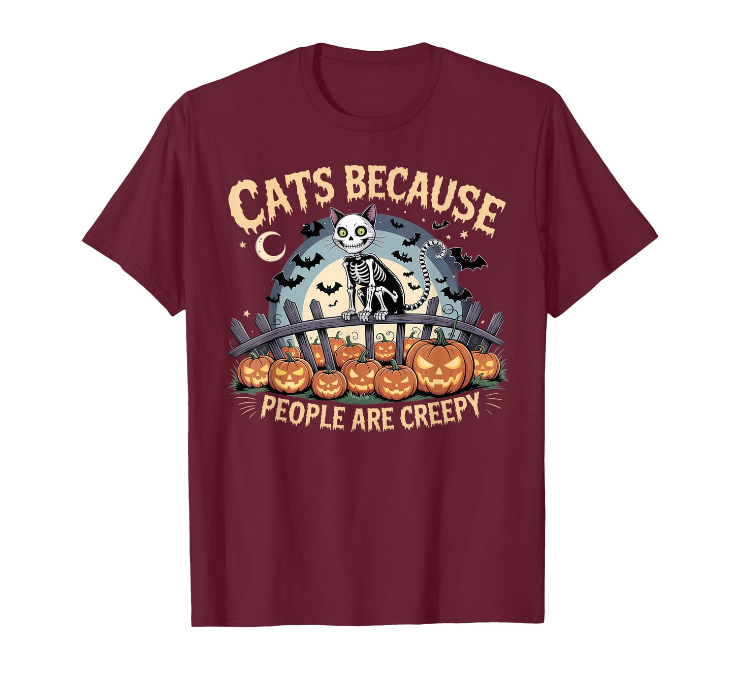 Cats Because People are Creepy Ghost Halloween Cat Mom Kids T-Shirt