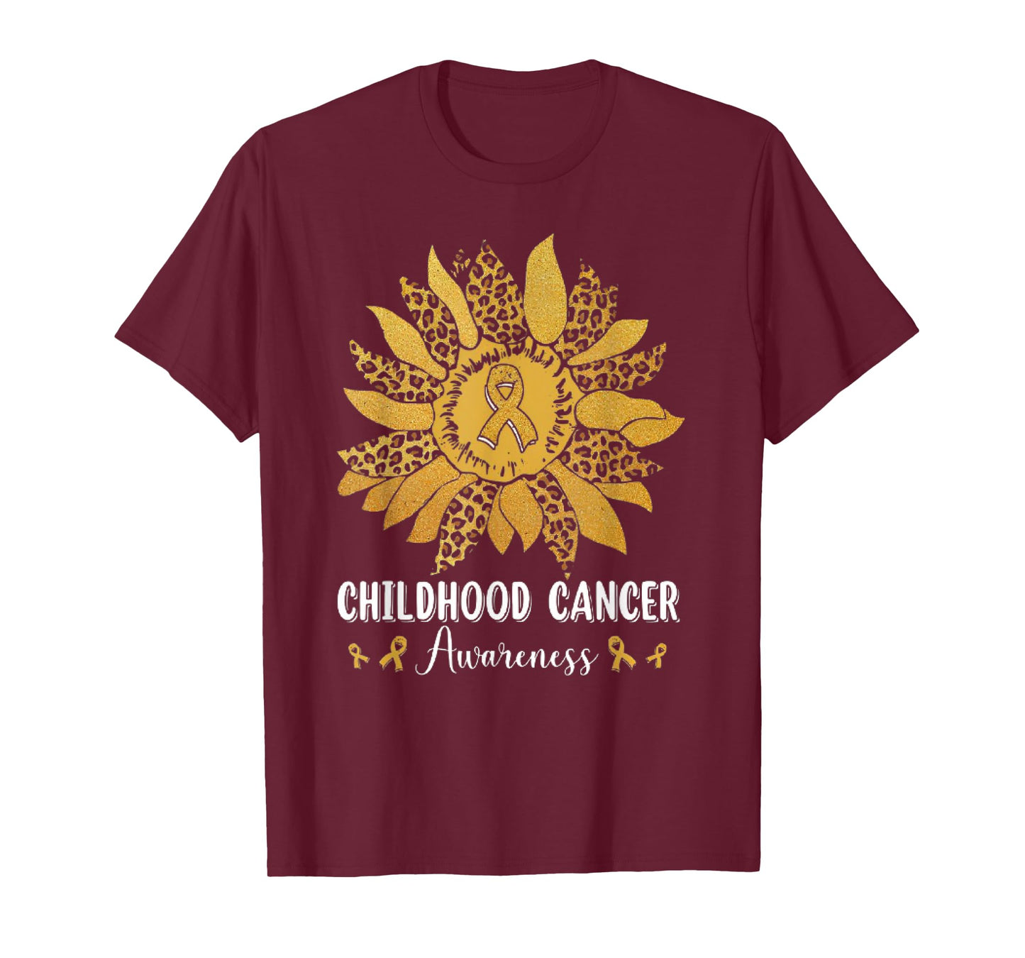 Gold Ribbon Childhood Cancer Awareness Girls Kids Women T-Shirt