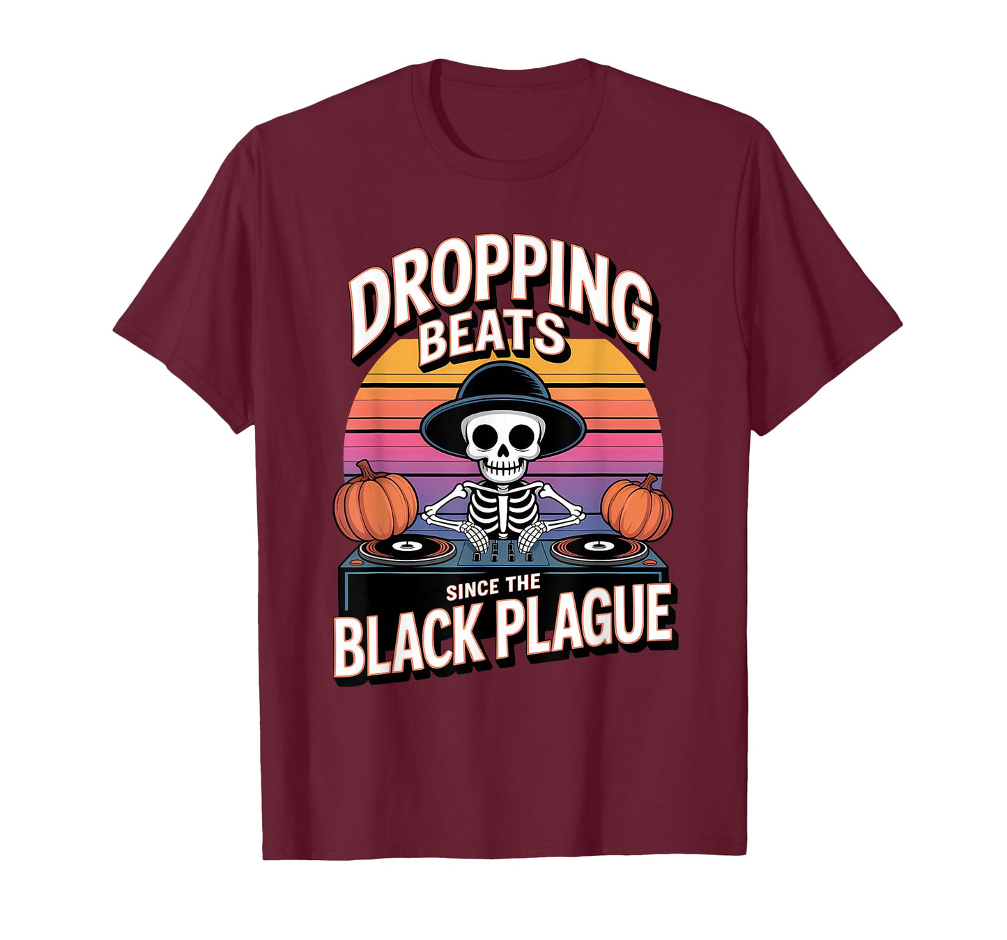 Skeleton DJ Halloween Funny Spooky Music T-Shirt