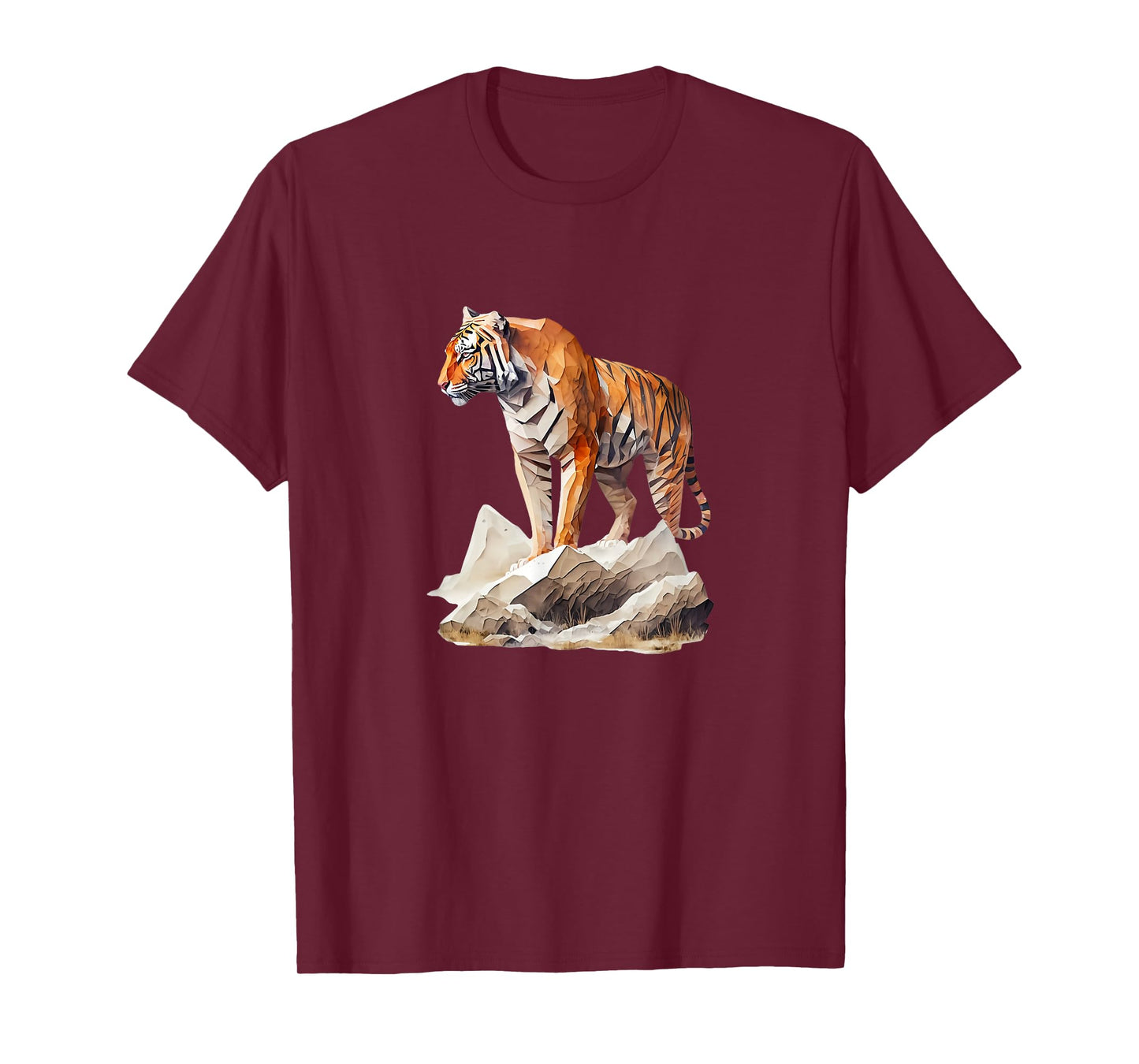 Majestic Tiger on Rocks Polygon Poly Art Tiger Lovers T-Shirt