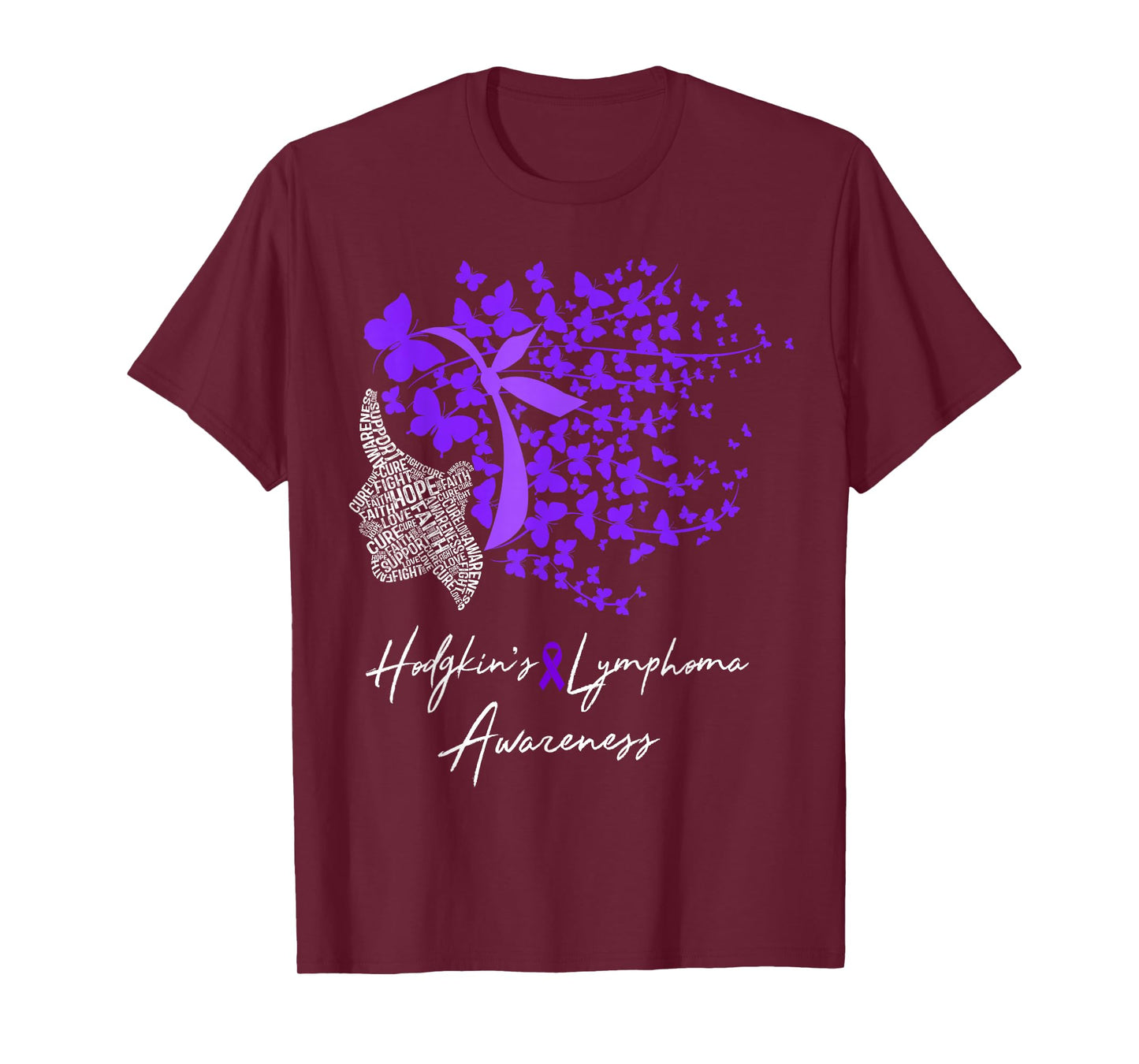 Hodgkin's Lymphoma Awareness Gifts Purple Butterflies TShirt T-Shirt