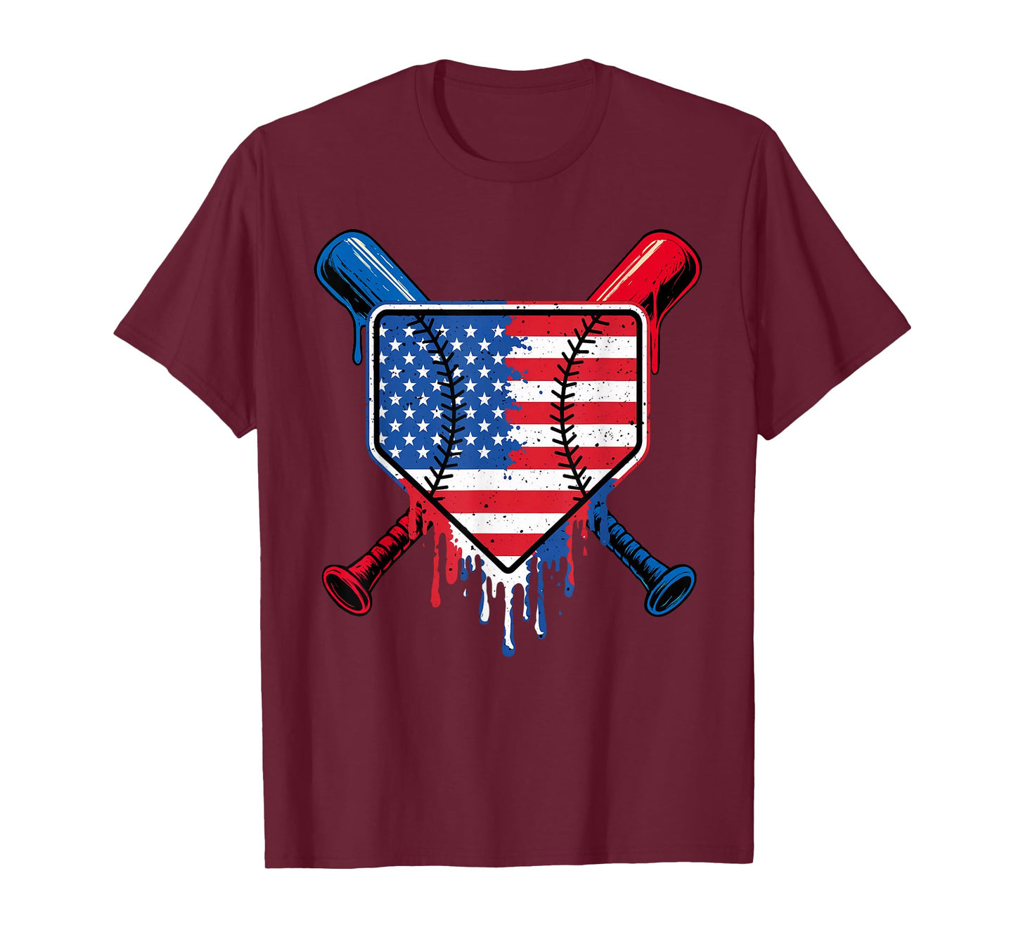 Baseball Drip Boys Ice Cream Patriotic American Flag T-Shirt