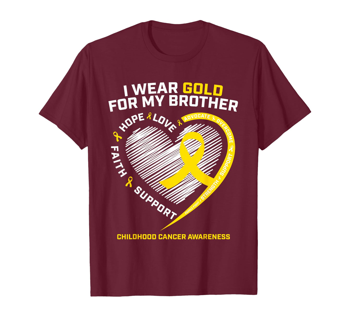 Kids I Wear Gold For My Brother Childhood Cancer Awareness T-Shirt