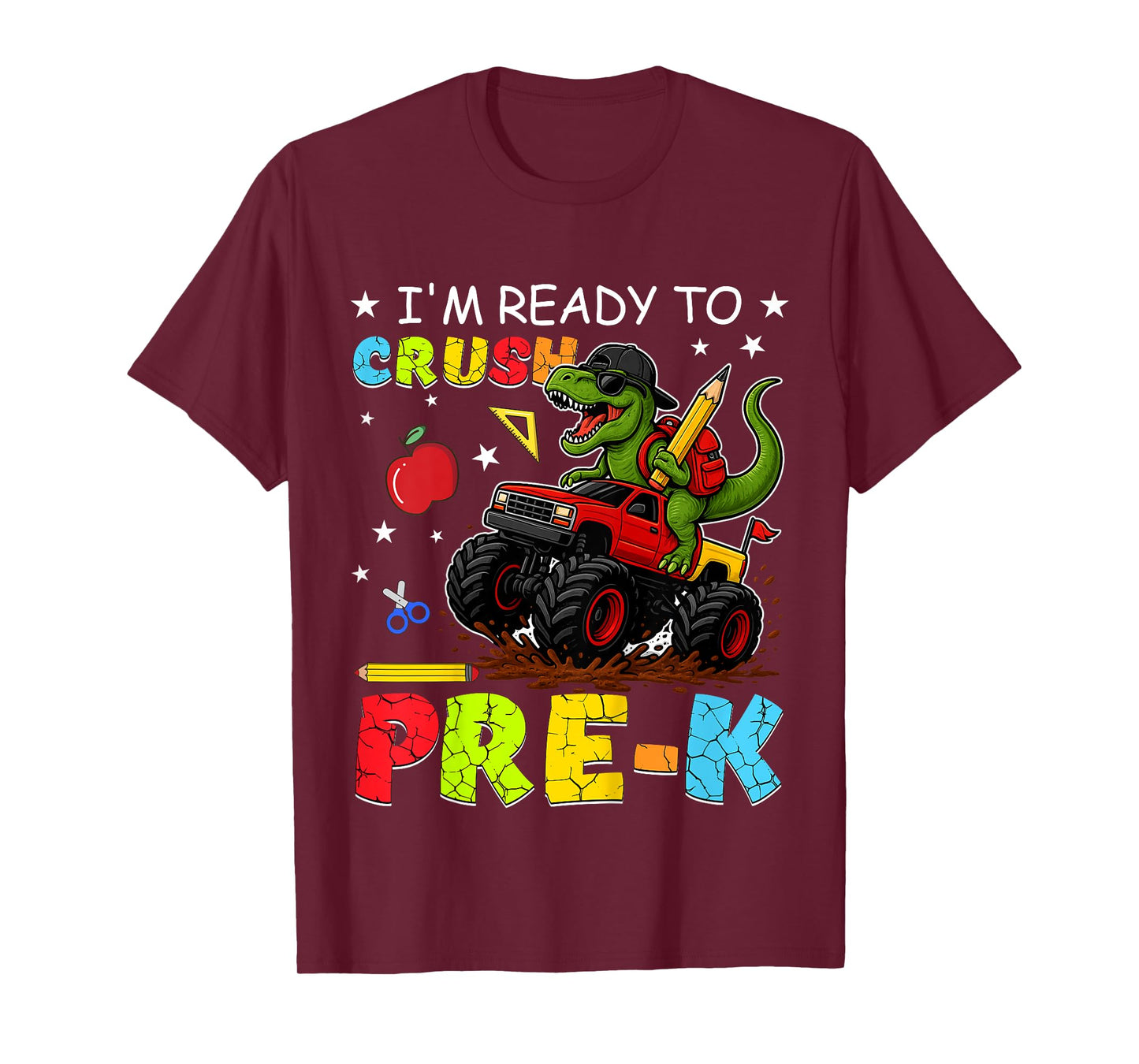 Kids Ready To Crush Pre-K PreK Dinosaur First Day Of School Boy T-Shirt