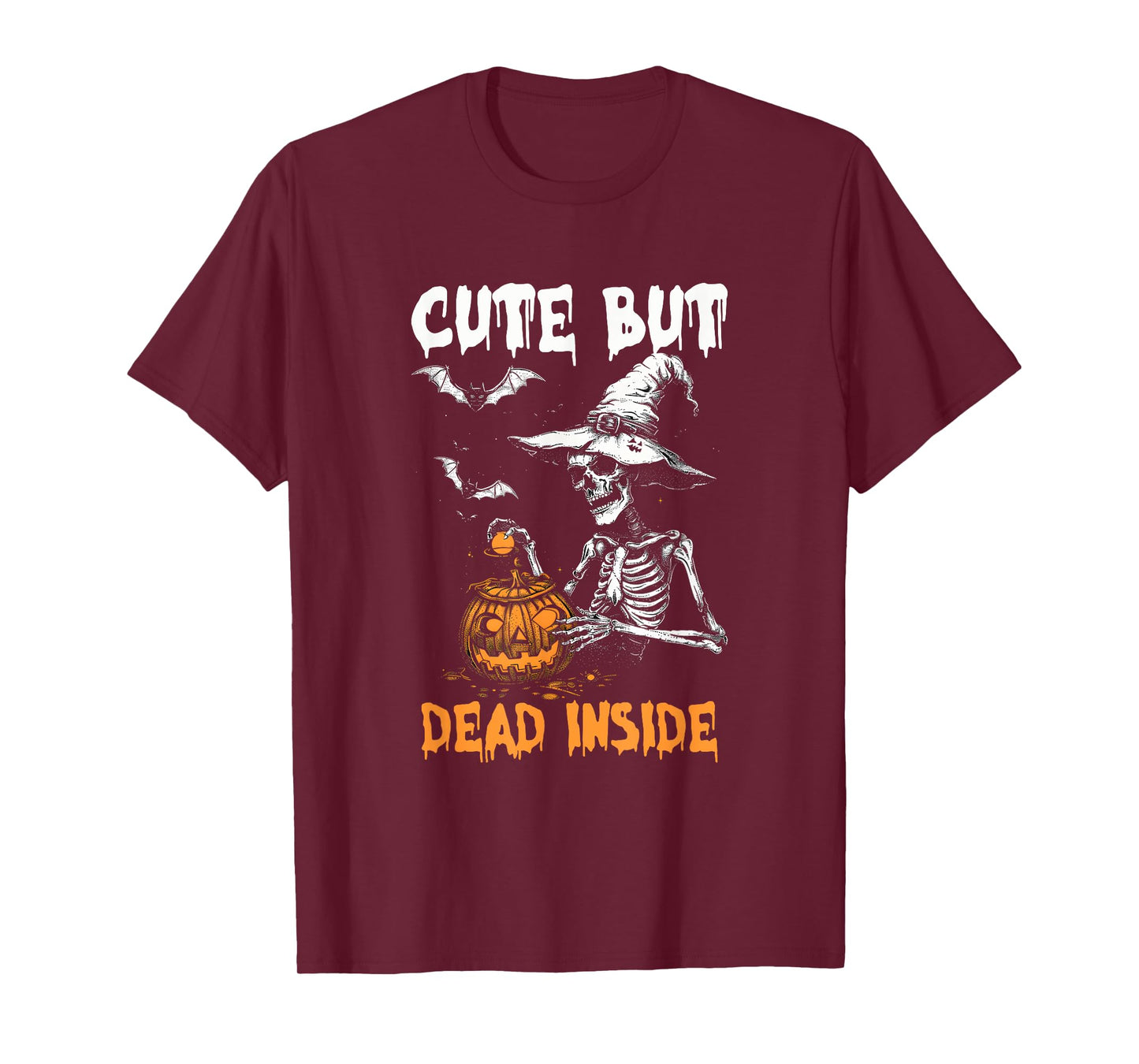 Cute But Dead-Inside Spooky Skeleton Halloween Design Bats T-Shirt