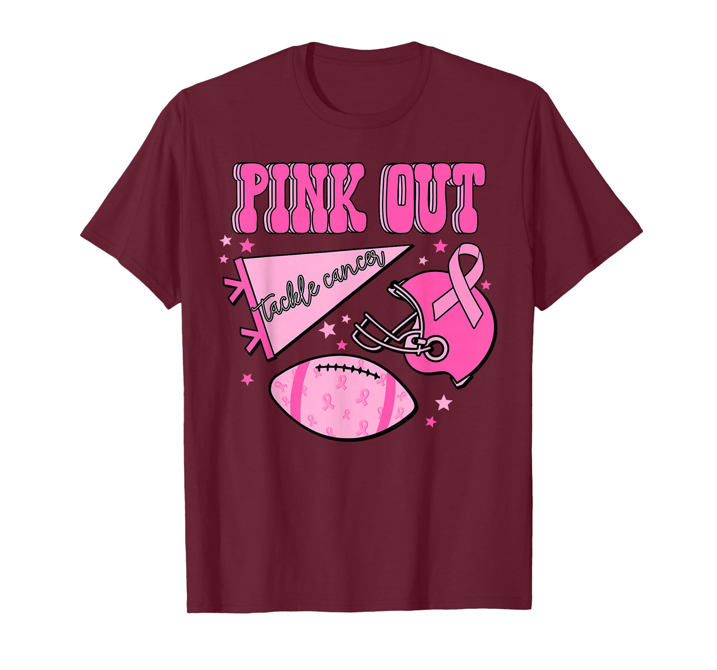 Pink Out Tackle Breast Cancer Awareness American Football T-Shirt