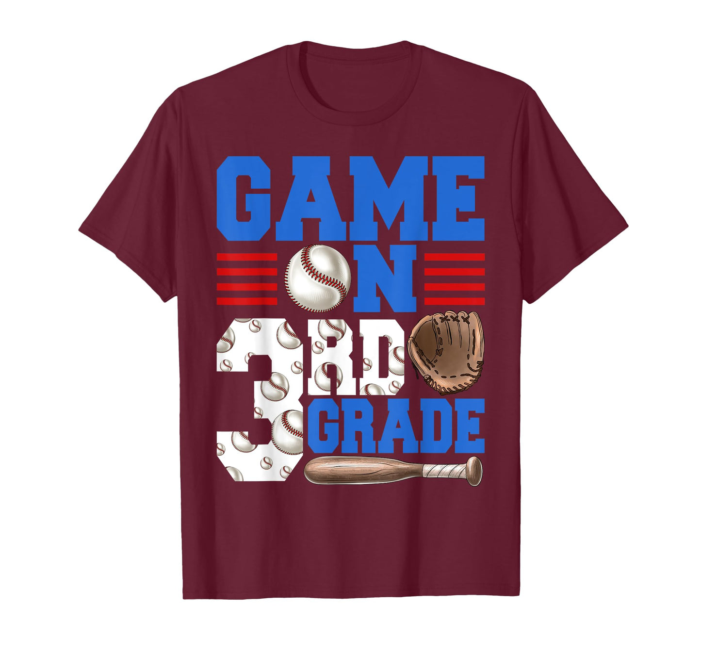 Game On 3rd Grade With Baseball Player First Day Of School T-Shirt