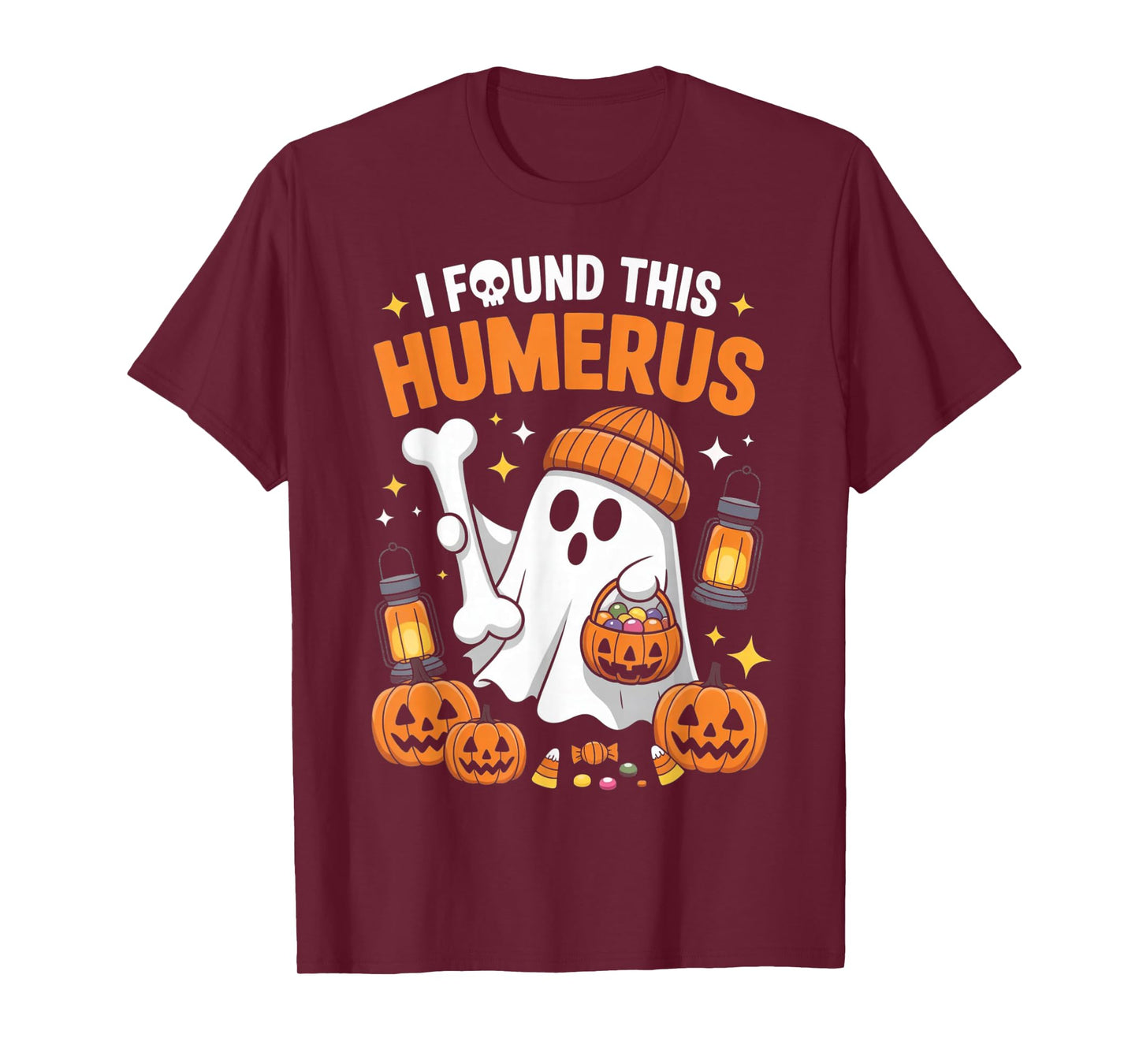 Ghost I Found This Humerus Halloween Skeleton Women Gifts T-Shirt