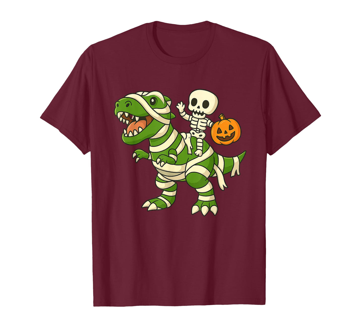 Skeleton Riding Mummy Dinosaur T rex Halloween Funny Gamer T-Shirt