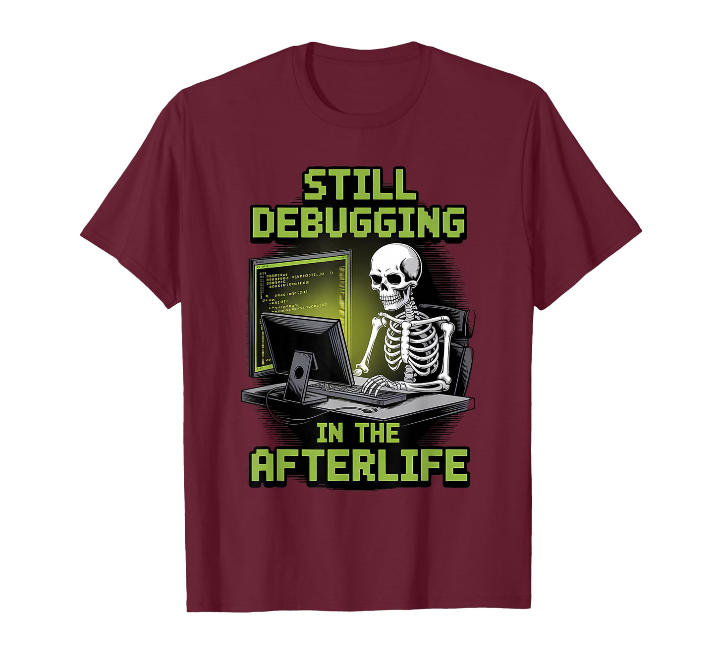 Skeleton Programmer Halloween Funny Spooky Coding T-Shirt