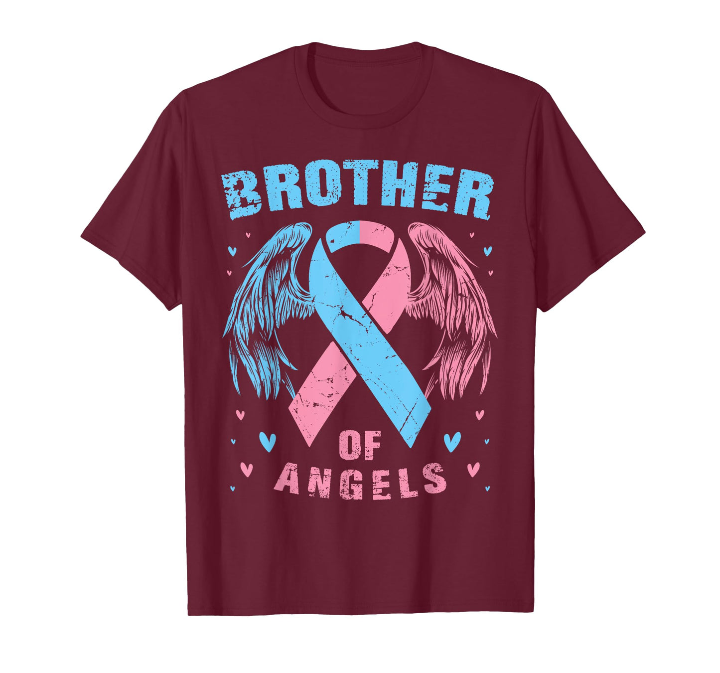 Brother of Angels Pregnancy Miscarriage Child Loss Pink Blue T-Shirt