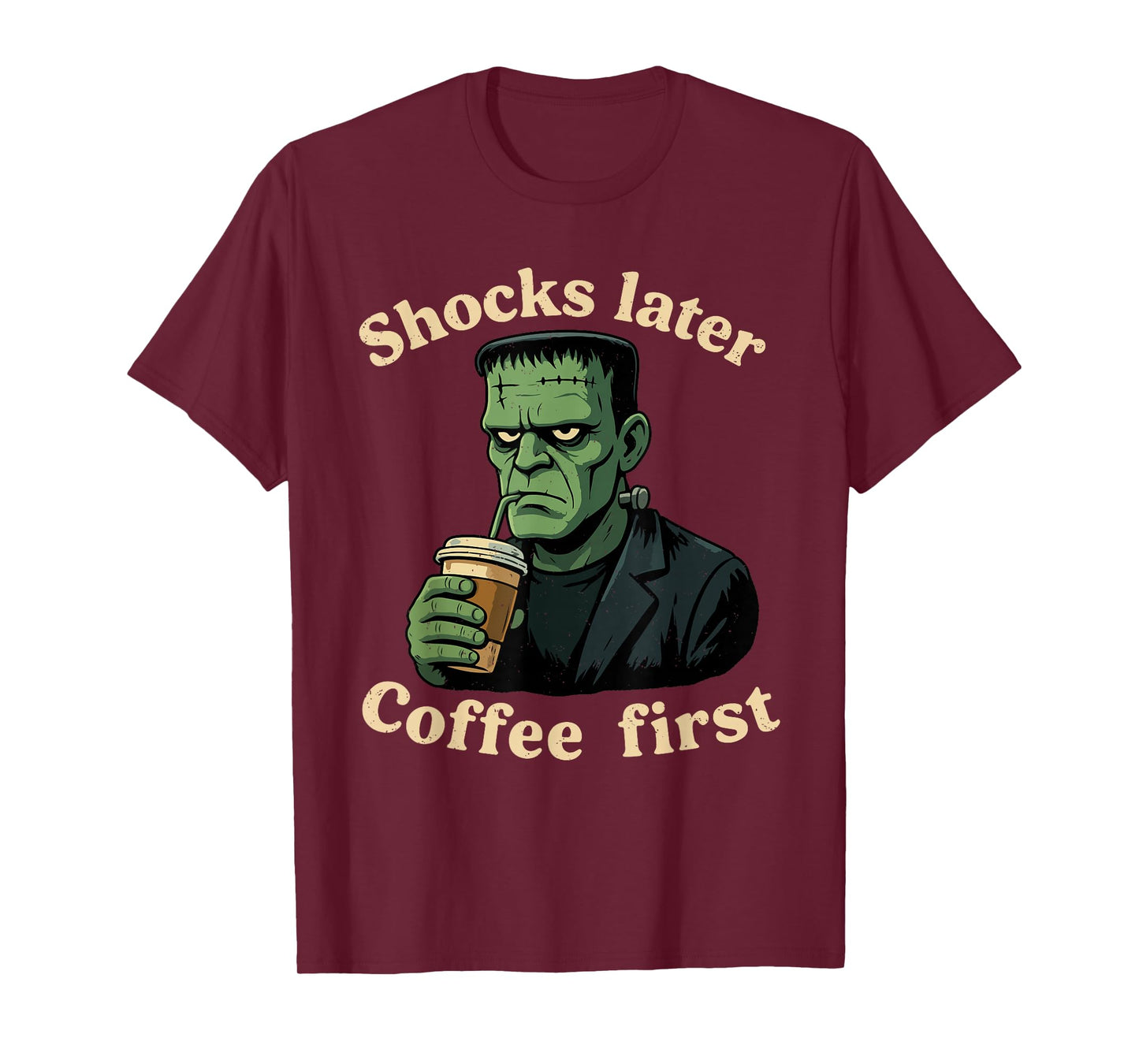 Coffee First Halloween Funny Ghoul Caffeine Lover T-Shirt