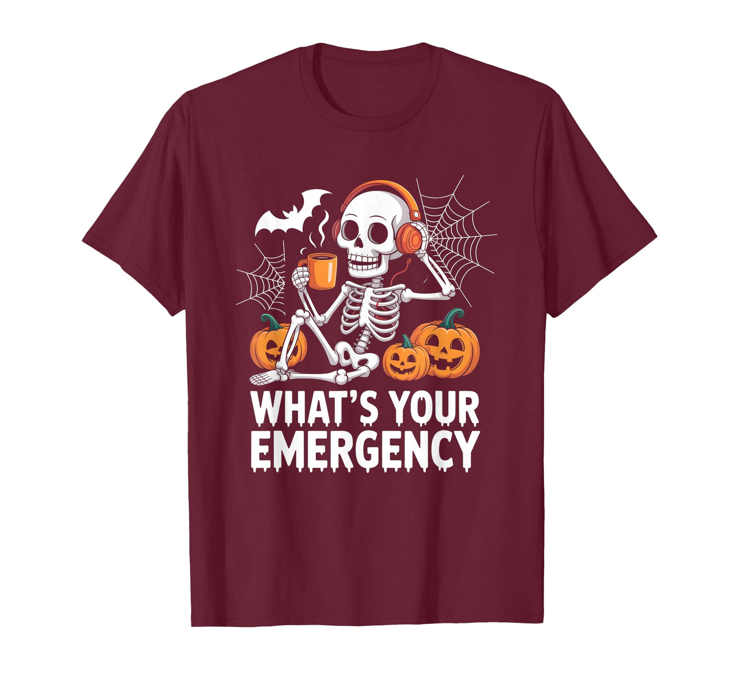 Skeleton Halloween Dispatcher 911 Operator Public Safety T-Shirt