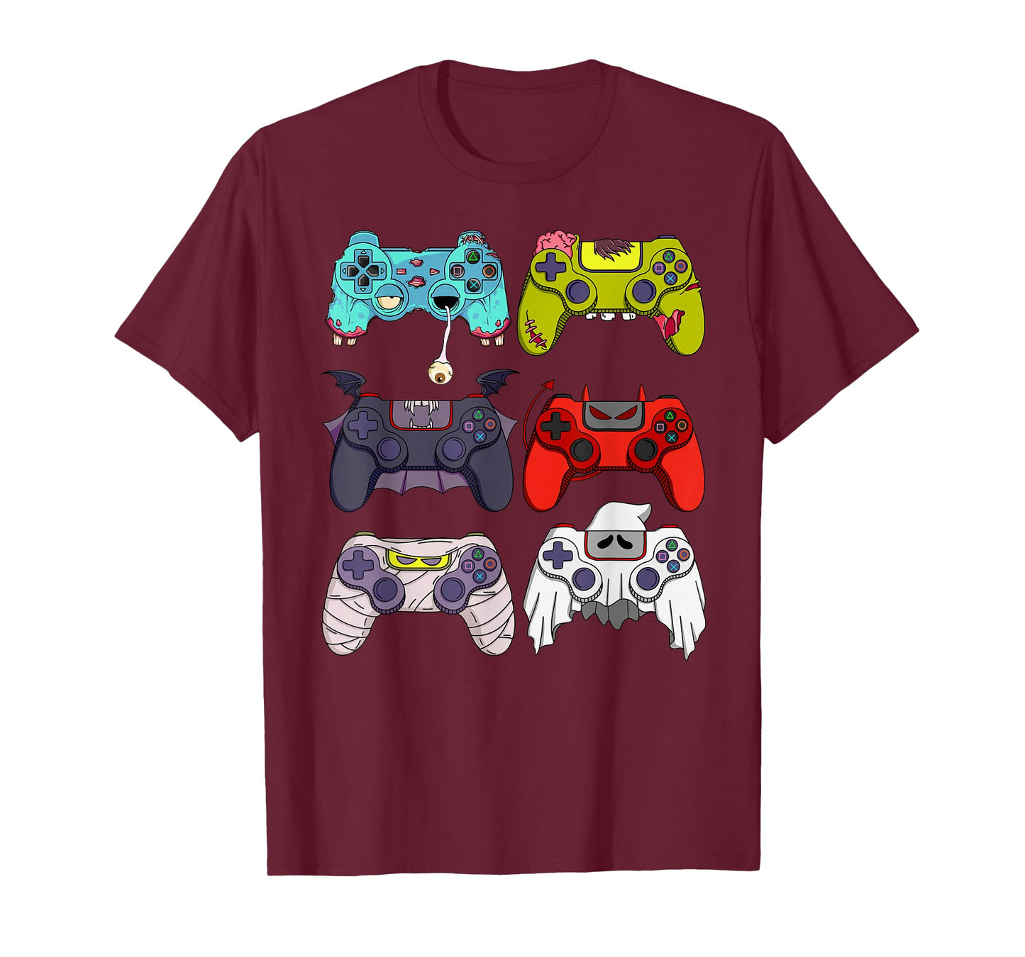 Skeleton Zombie Gaming Controllers Ghost Halloween Boys Kids T-Shirt