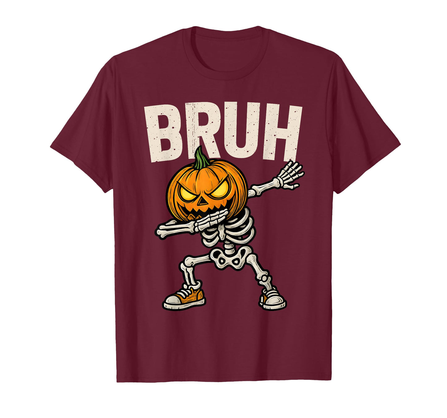 Dabbing Pumpkin Skeleton Bruh Halloween Trick Or Treat Boys T-Shirt