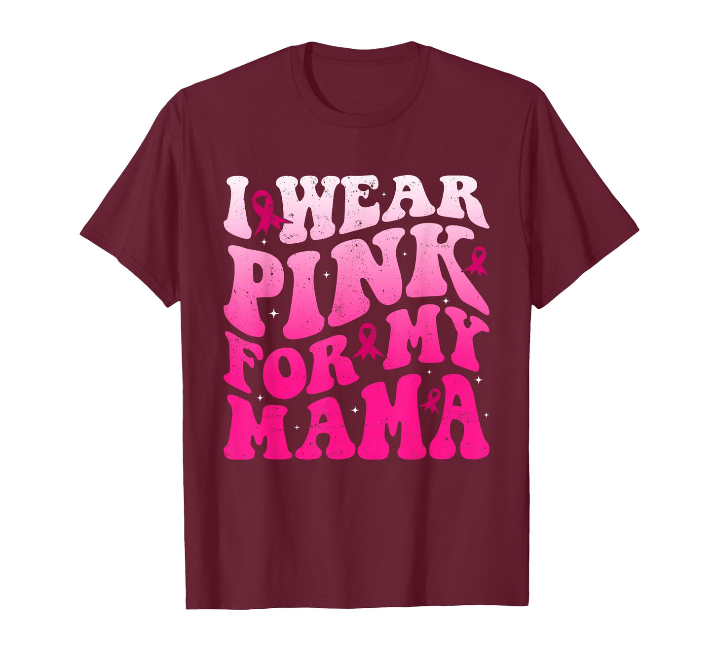 I Wear Pink for My Mama Groovy Breast Cancer Women Kid Youth T-Shirt