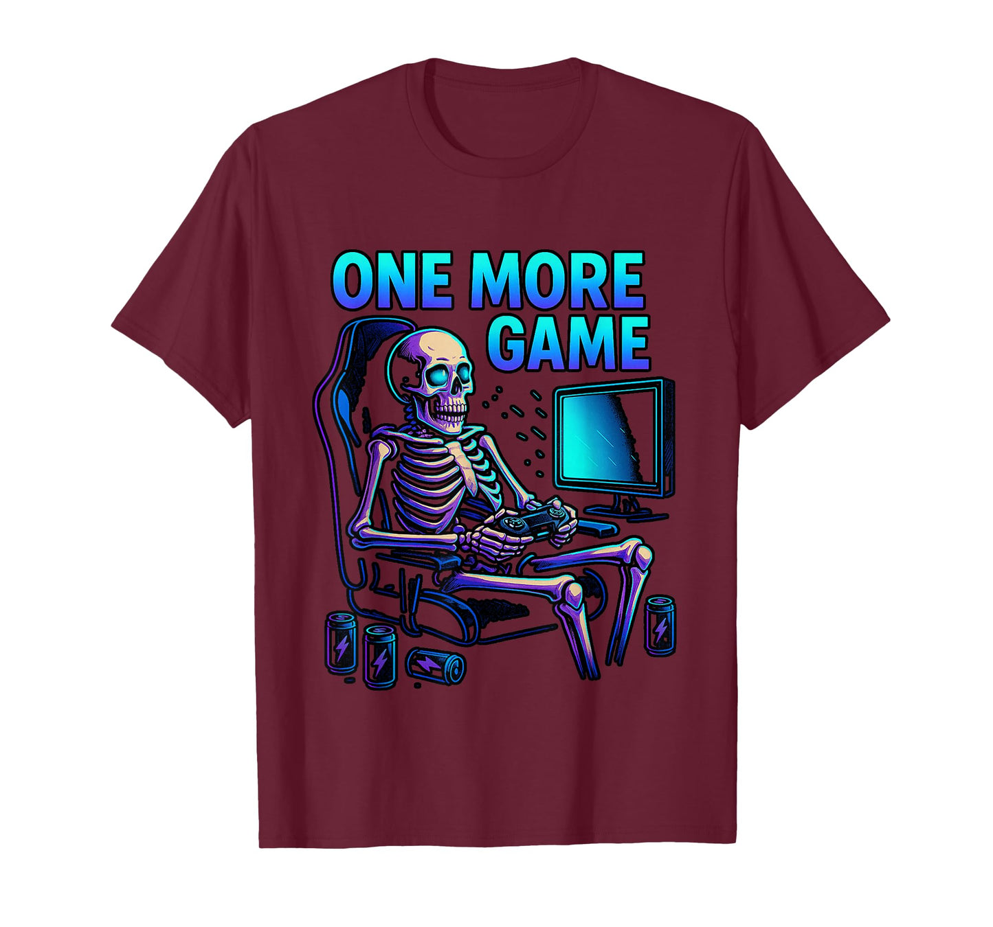 Funny Gamer Skeleton Gaming Console Chair One More Game T-Shirt