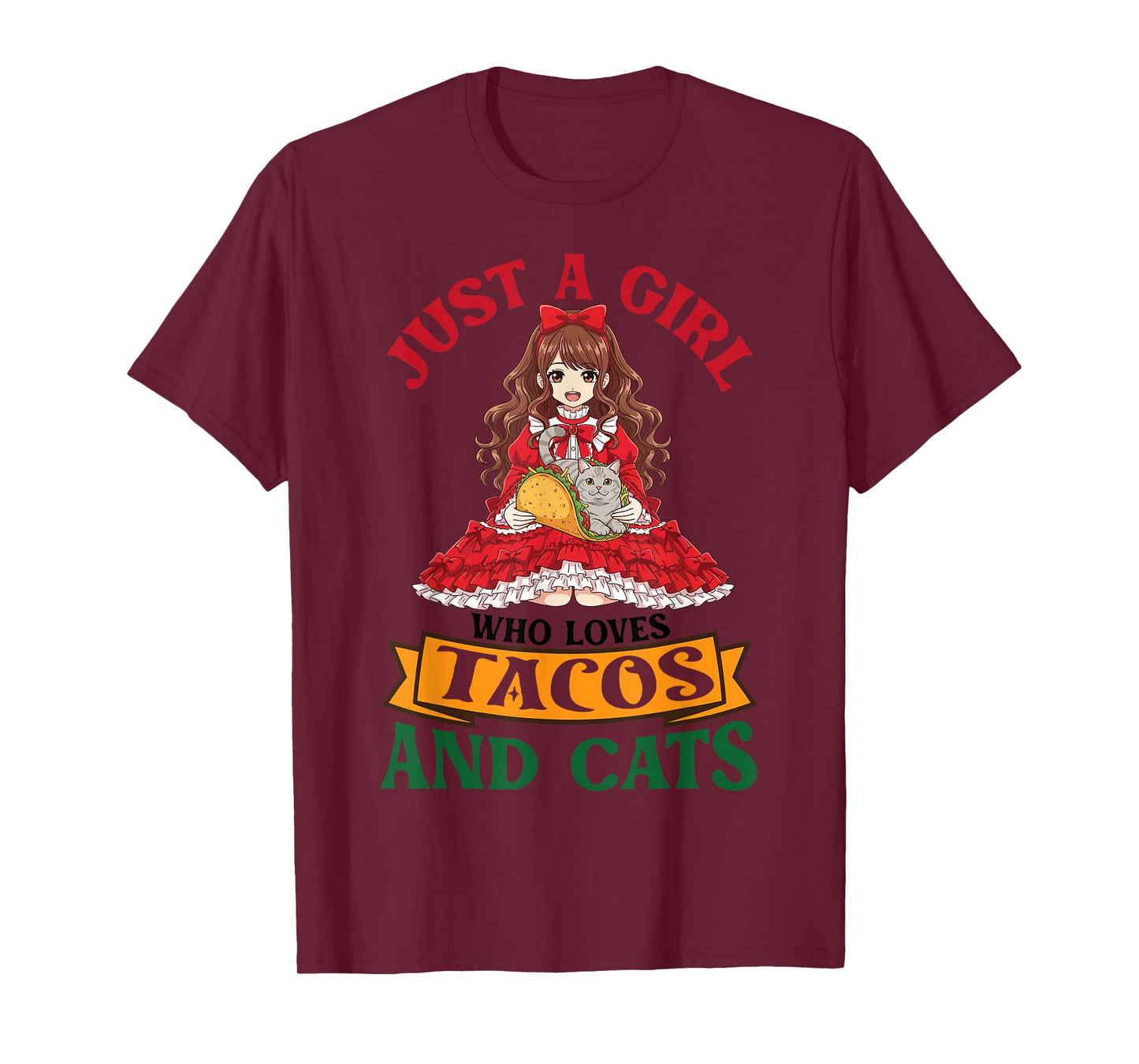 Just A Girl Who Loves Tacos and American Shorthair Cats Mom T-Shirt