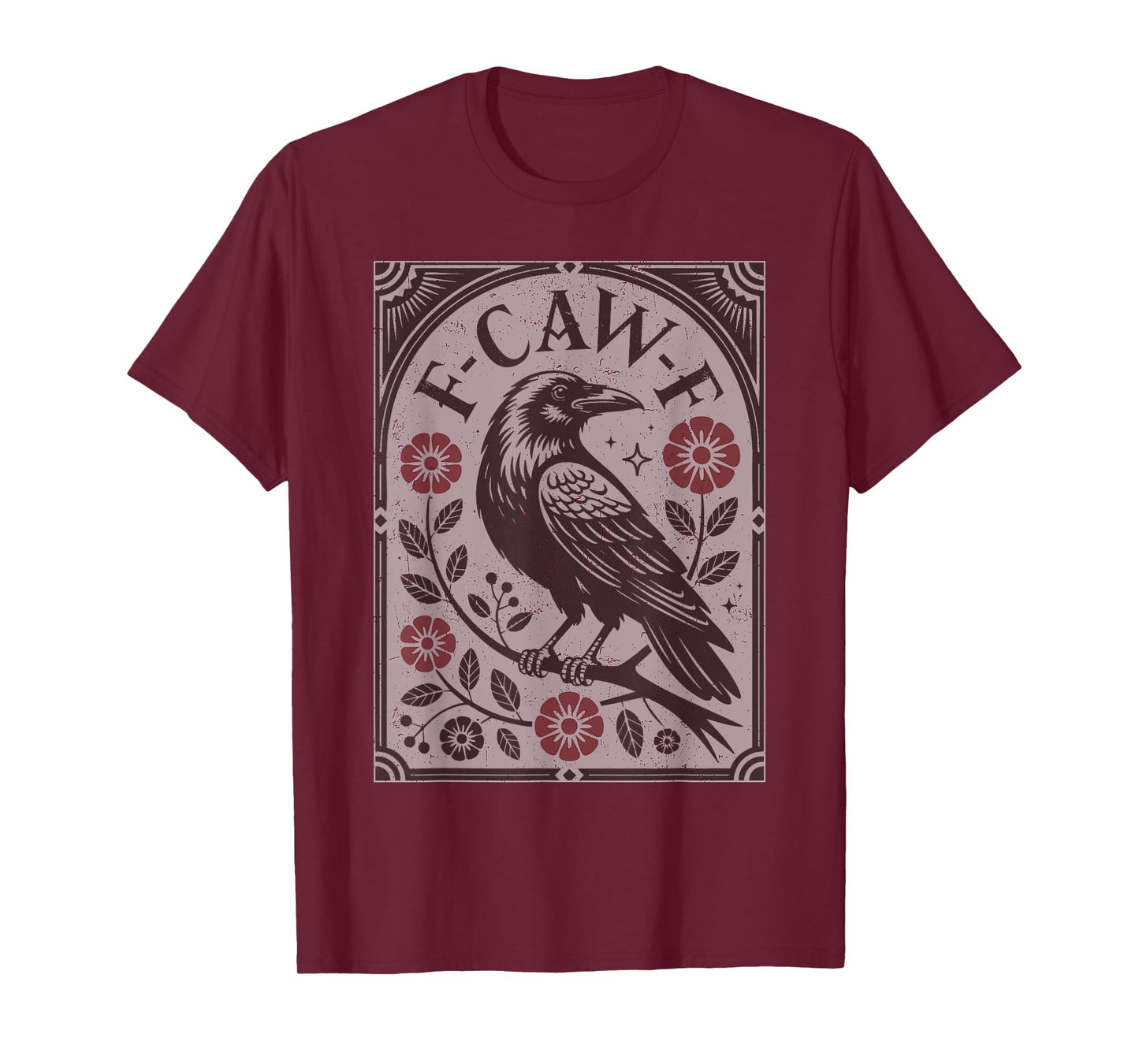 F-Caw-F Black Crow Pun Funny Bird Cawing Grunge T-Shirt