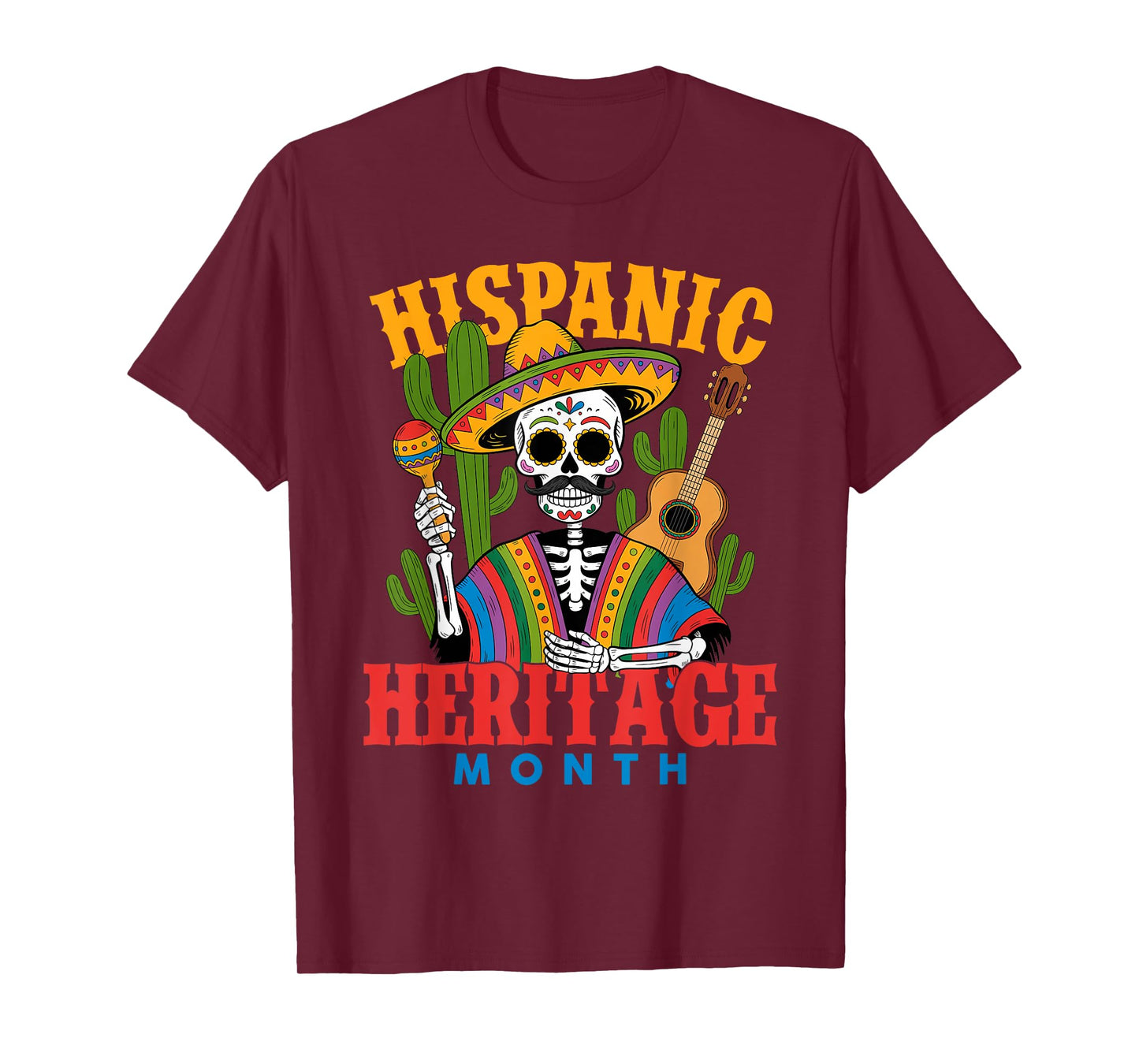 Sugar Skull Skeleton Hispanish Heritage Mexican Culture T-Shirt