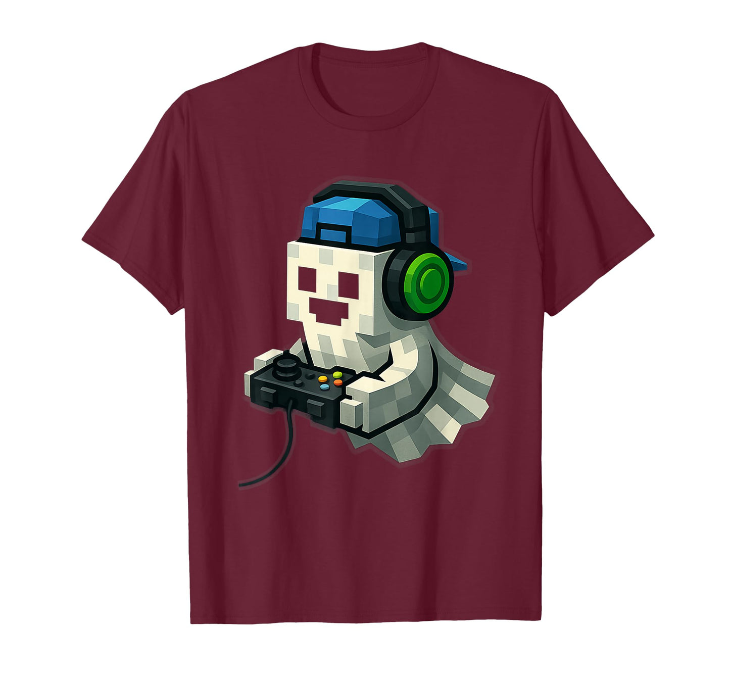 Funny Halloween Ghost Gamer Pixel Video Gaming Costume T-Shirt