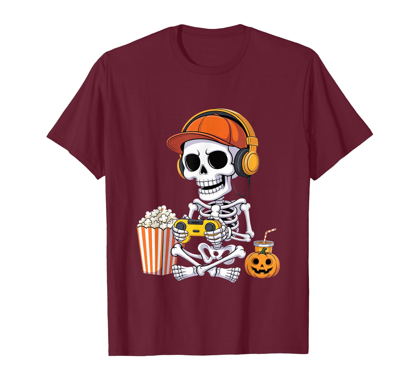 Funny Halloween Skeleton Gamer Video Gaming Boys Men Kids T-Shirt