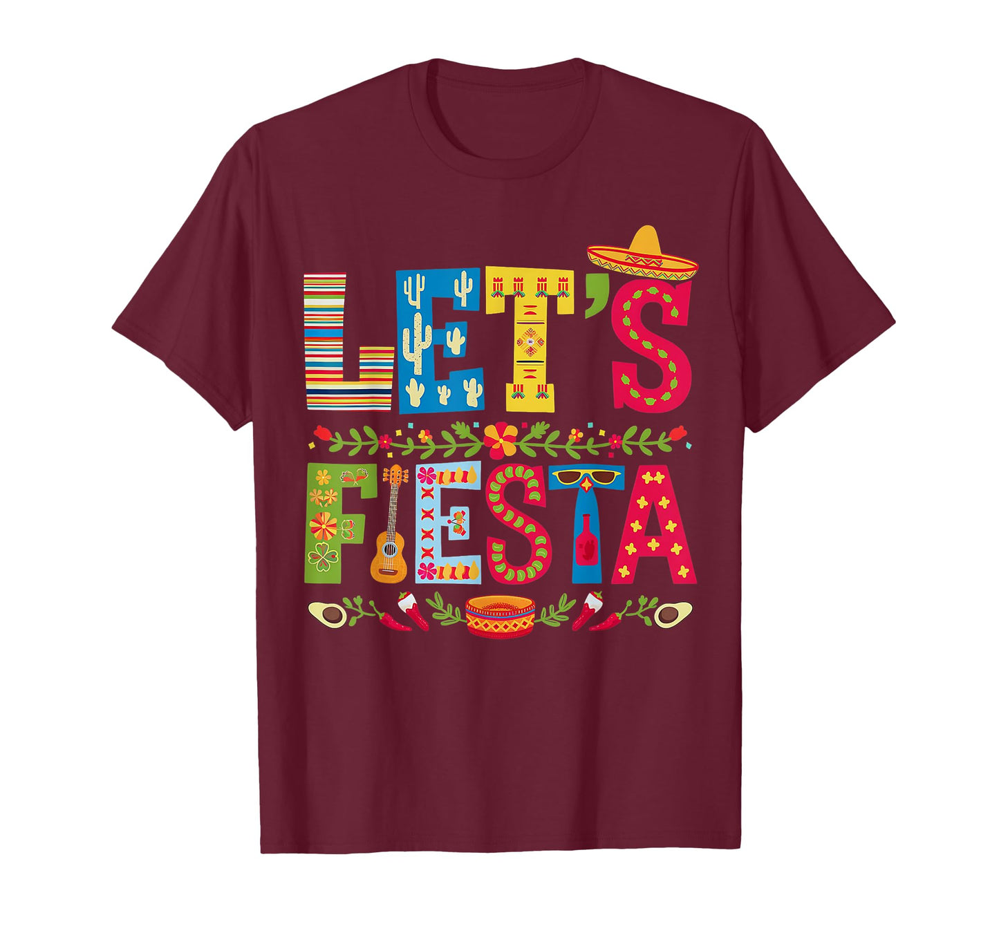 Lets Fiesta Cinco De Mayo Mexican Party Guitar 2025 T-Shirt