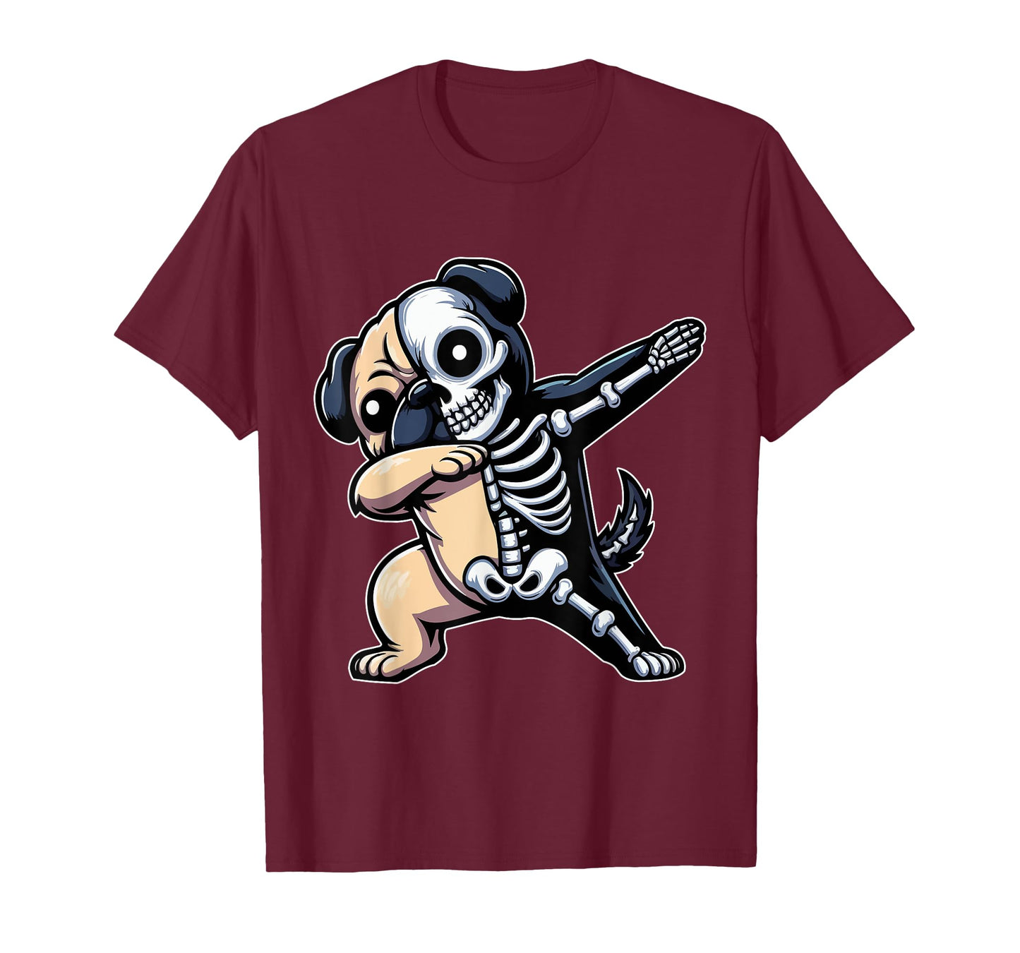 Dabbing Cute Pug Half Skeleton Halloween Costume Owner Lover T-Shirt