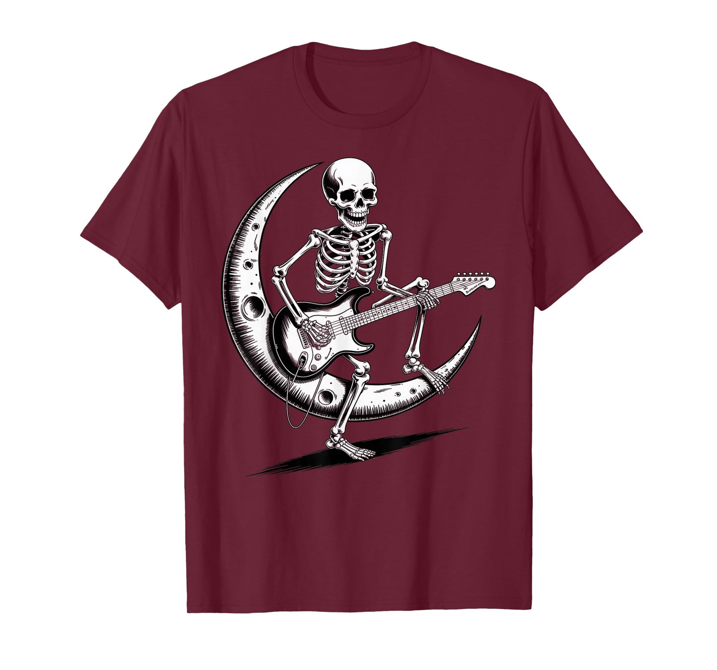 Rock On Skeleton Moon Rock and Roll Halloween T-Shirt