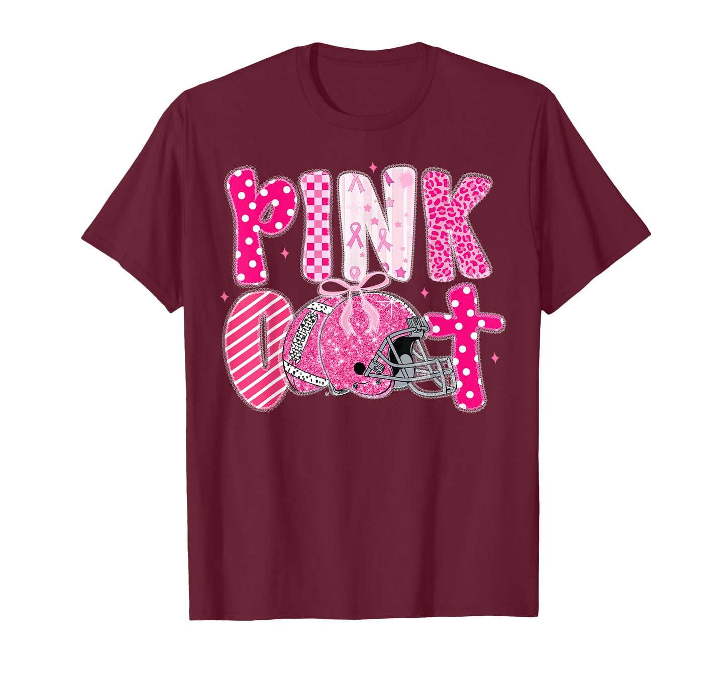 Pink Out Shirt Men Boy Kids Football Breast Cancer Awareness T-Shirt