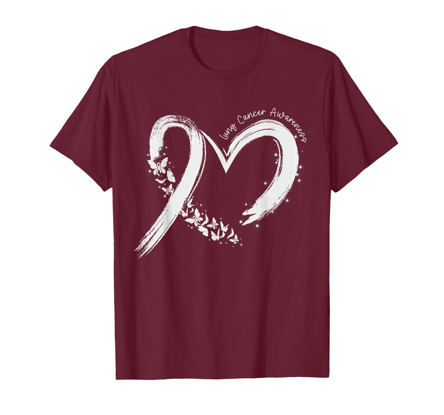 Support Lung Cancer Awareness Heart White Ribbon Women Girls T-Shirt