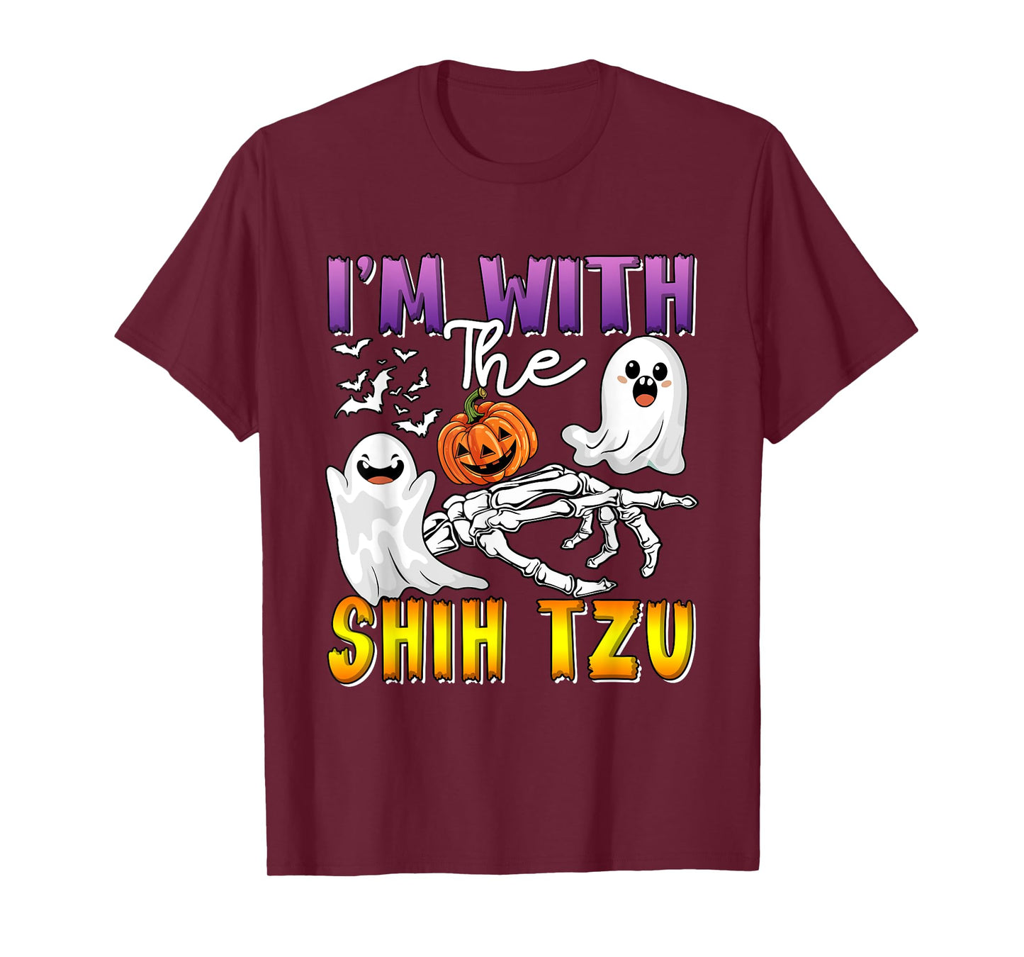I'm with Shih Tzu Halloween Boo Ghost Funny Single Owner T-Shirt