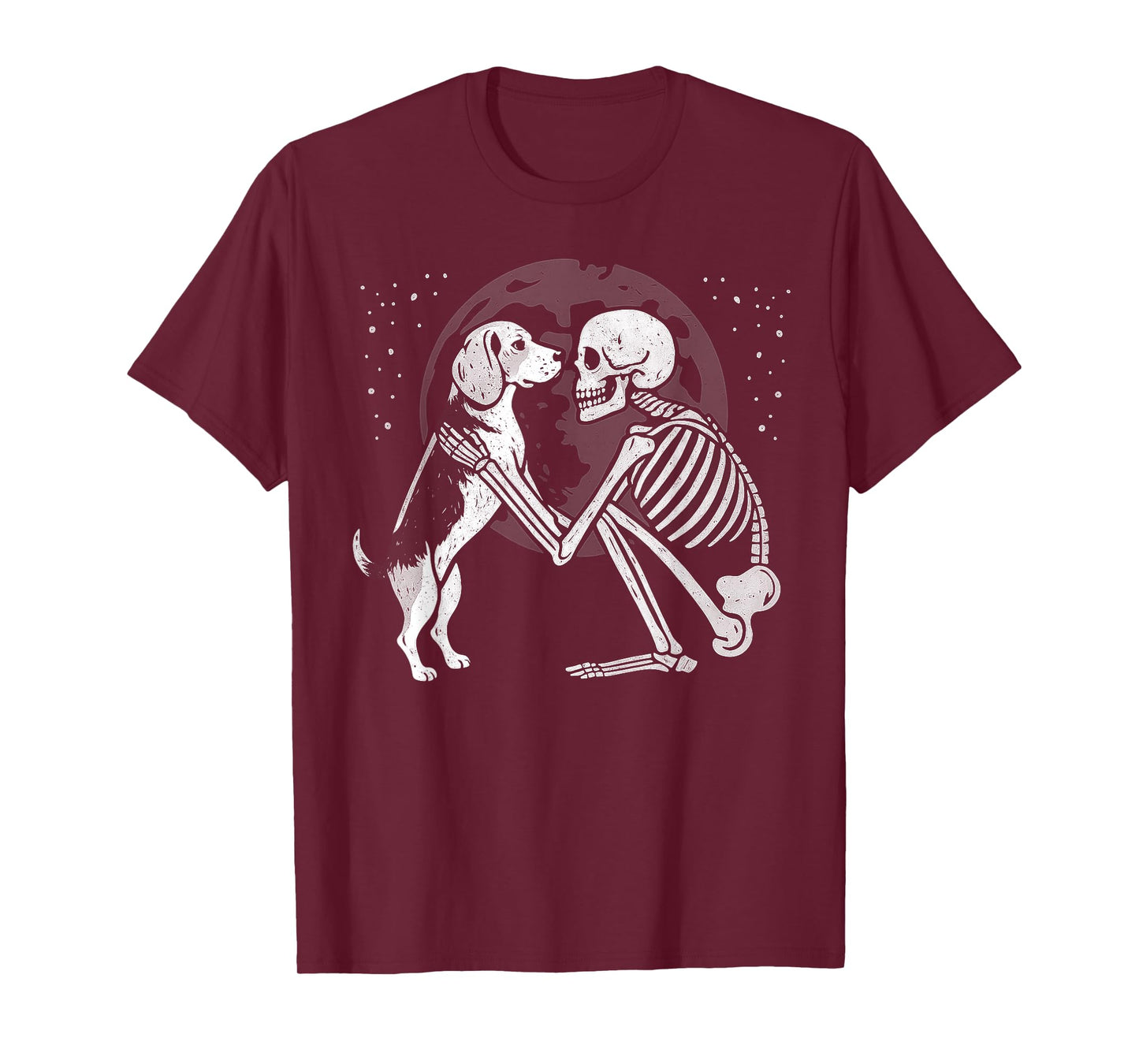 Beagle Skeleton Moon Halloween Dog Lover T-Shirt