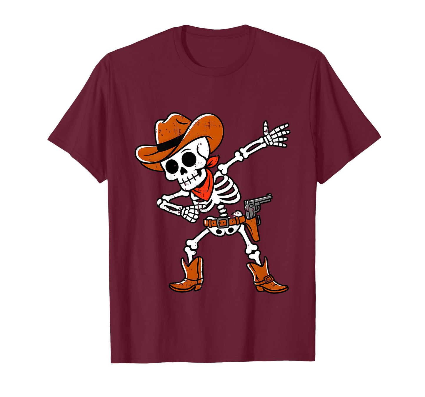 Kids Dabbing Skeleton Cowboy Funny Halloween Costume Boys Kids T-Shirt