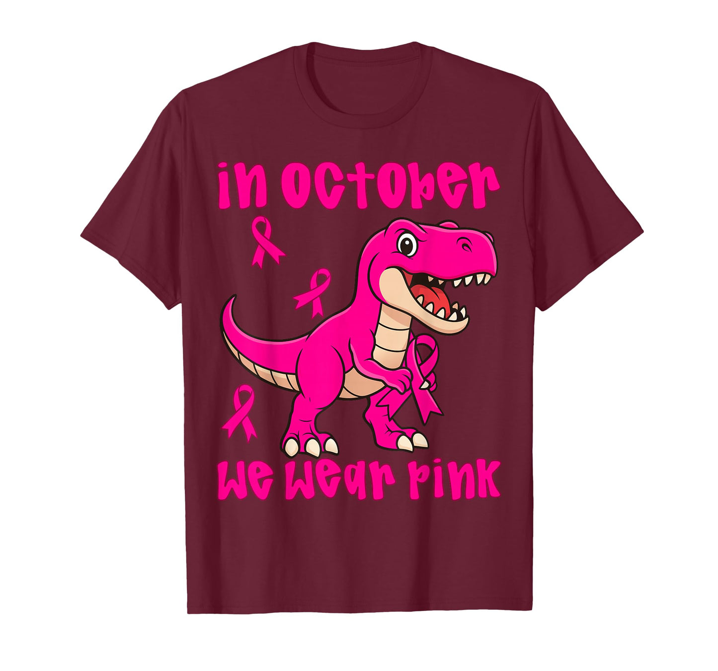 in October We Wear Pink Breast Cancer Trex for Boys Kids T-Shirt