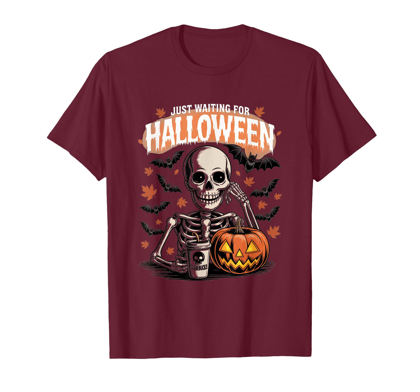 Just Waiting for Halloween Funny Skeleton Humor T-Shirt