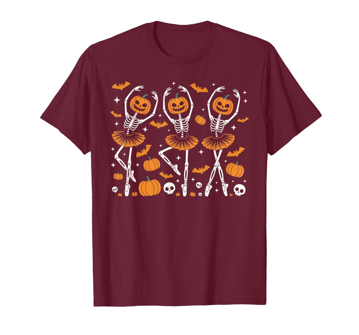 Ballet Pumpkin Skeleton Scary Halloween Men Women Girl T-Shirt