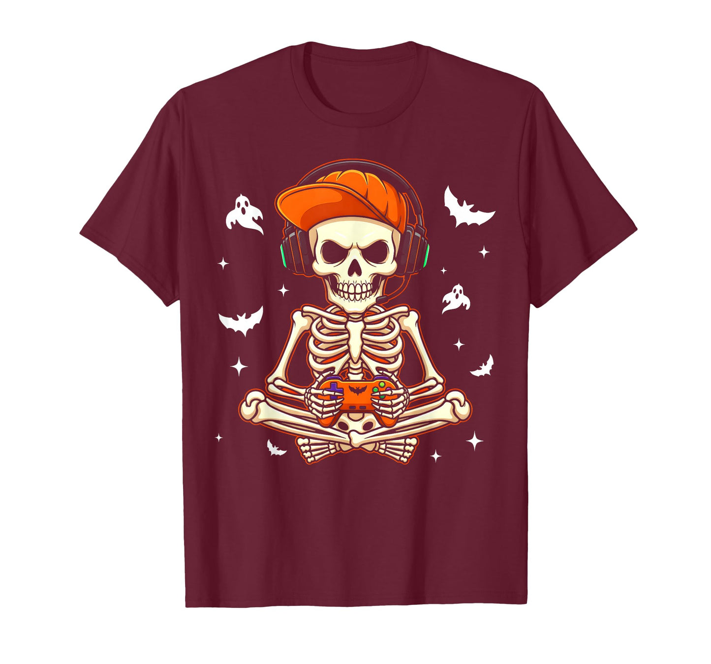 Funny Gaming Hallowen Skeleton Gamer Video Kids Boys T-Shirt