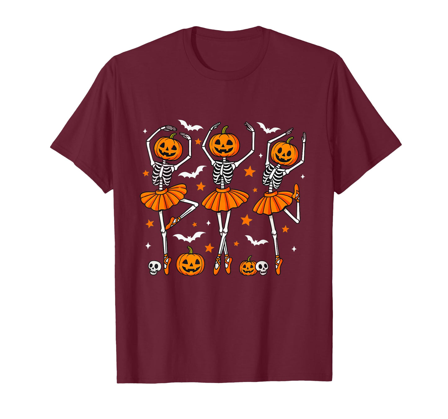Cute Ballet Pumpkin Skeleton Halloween Men Women Boys Girl T-Shirt