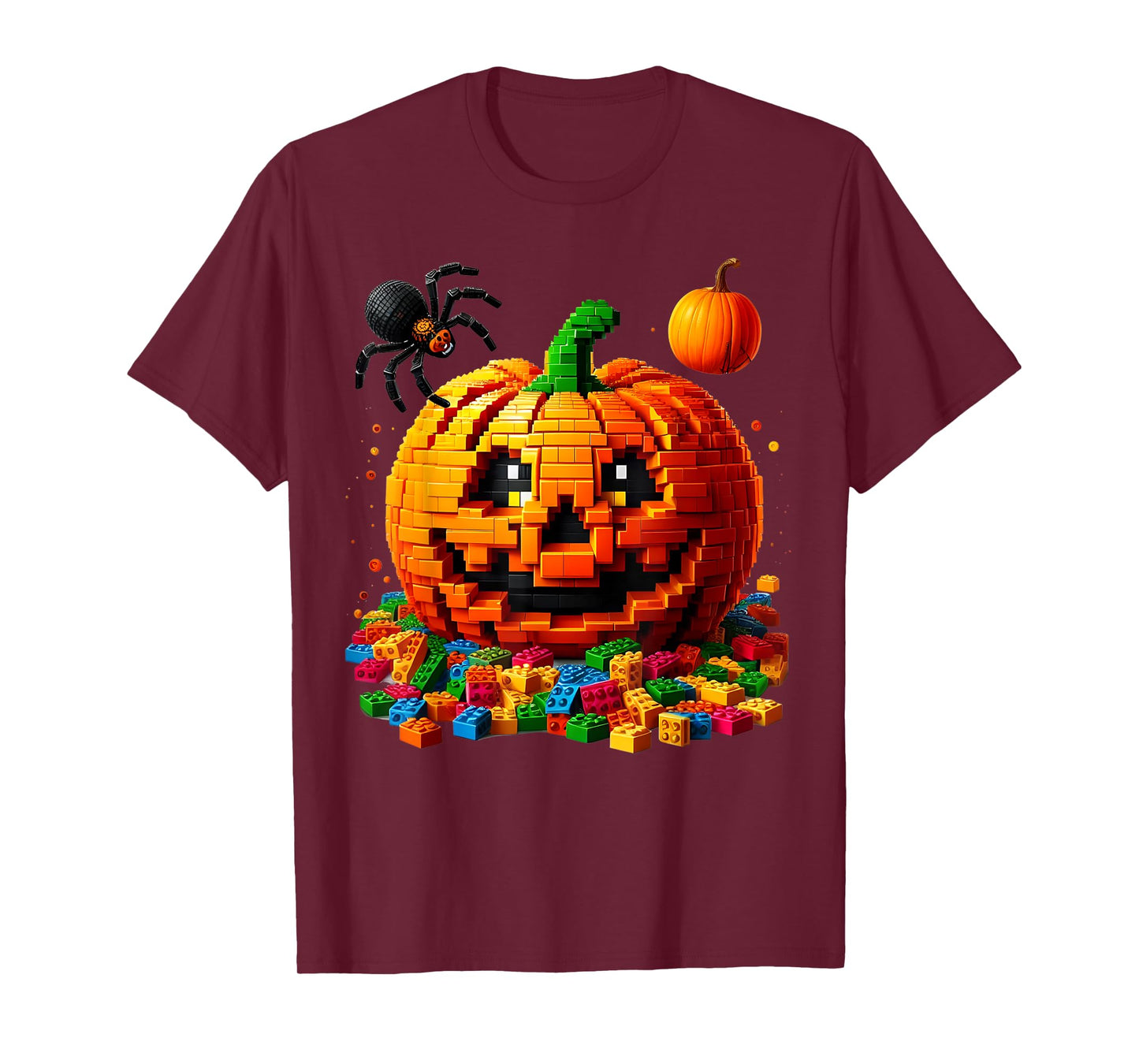 Master Builder Pumpkin Bricks Blocks Halloween Kids Boys Fun T-Shirt